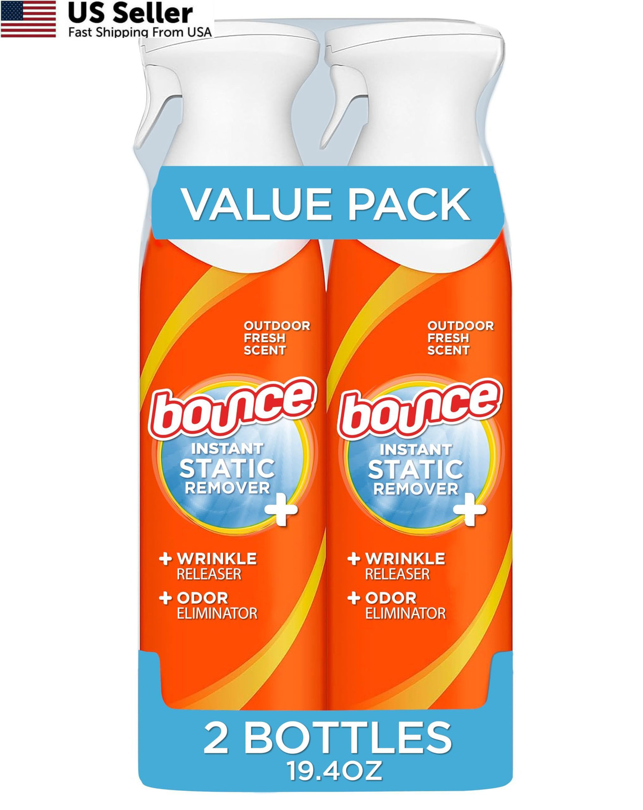 Bounce Rapid Touch-Up 3 in 1 Wrinkle Releaser 9.7 Ounce (Pack of 2), Clear