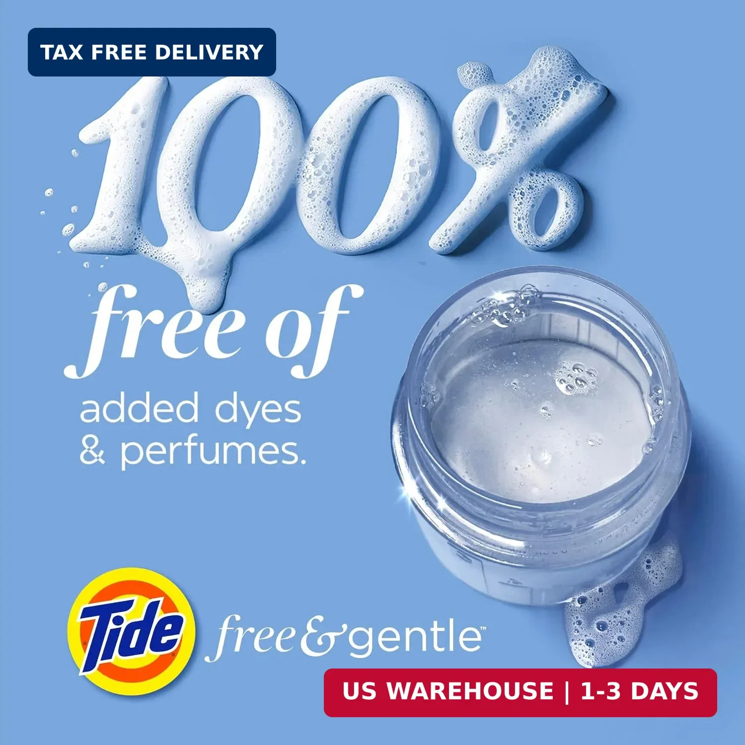 Tide Free & Gentle Liquid Laundry Detergent, 126 Loads, 166 fl oz, Tide Laundry