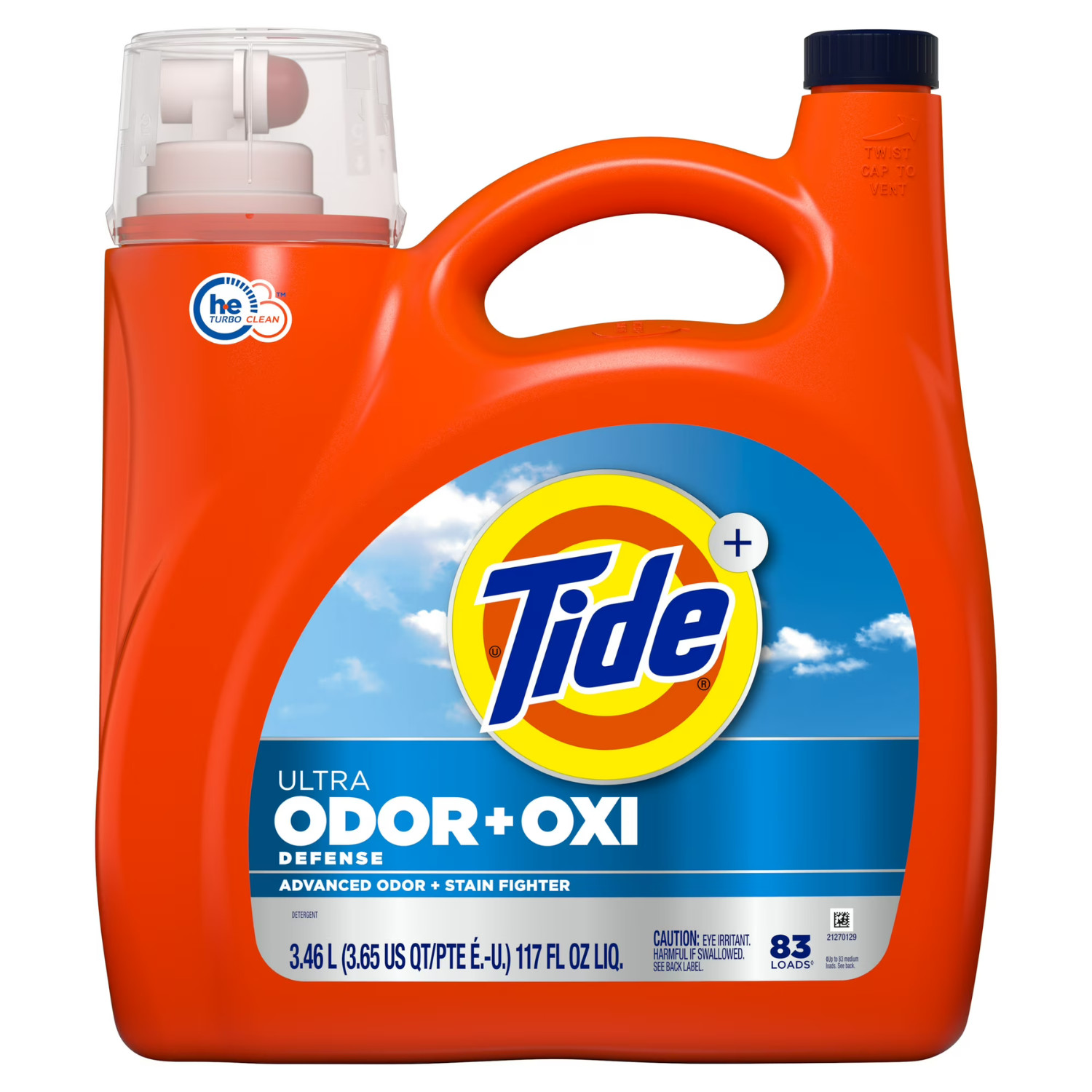 Tide Ultra Odor Defense Plus Oxi Liquid Laundry Detergent, 117 fl oz, 83 Loads