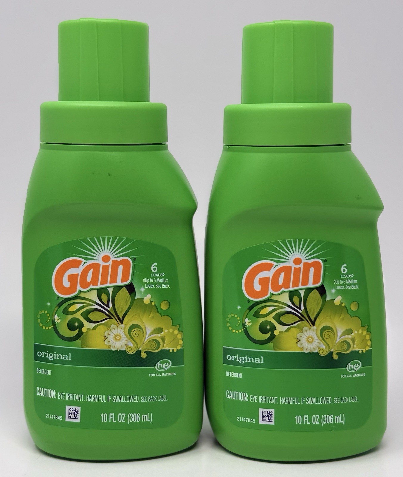 2 NEW Gain Original Liquid Laundry Detergent Mini 10 fl oz Bottles Travel Sizes