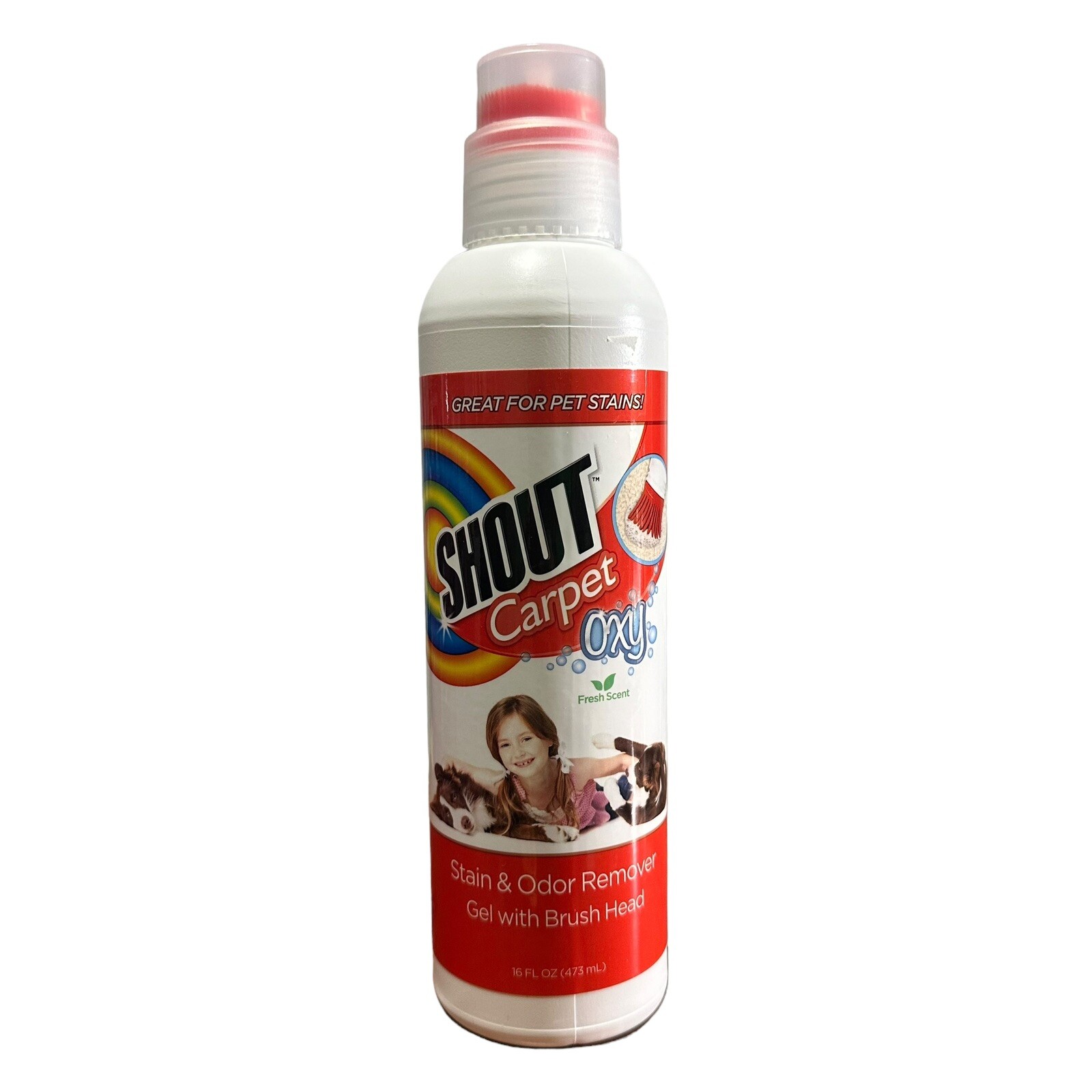 Shout Carpet W/Oxy Fresh Scent Stain & Odor Remover Gel W/ Brush Head 16oz HTF