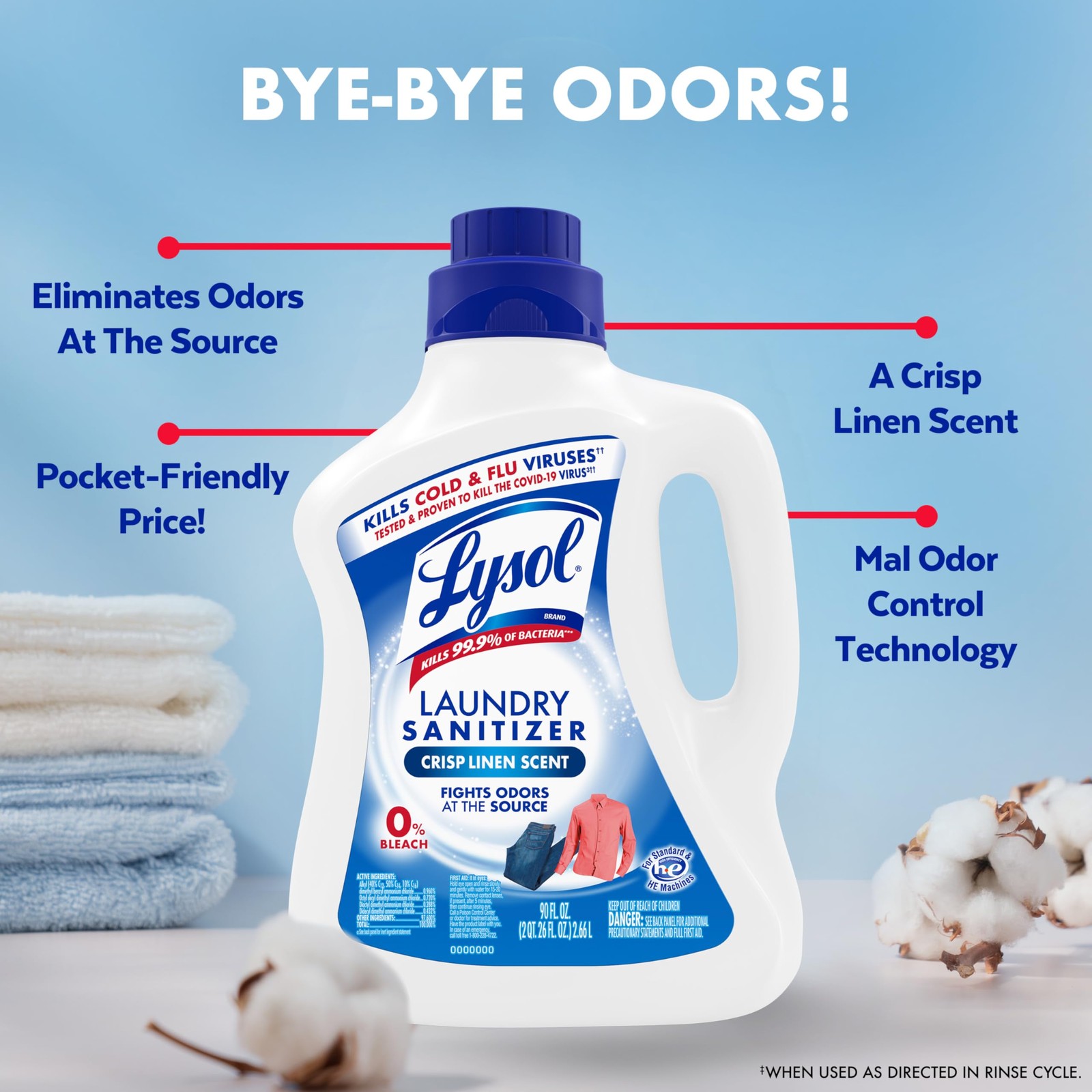 Lysol Laundry Sanitizer Additive Bacteria Causing Laundry Odor Eliminator