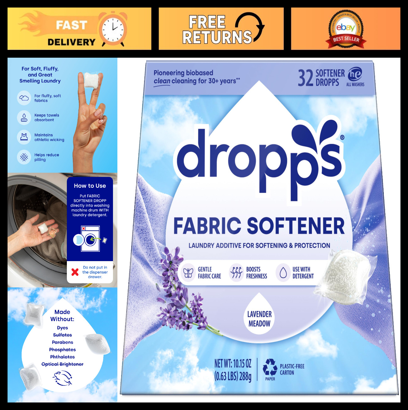 Eco-Friendly Lavender Fabric Softener Pods – 32 Count | Soft & Fluffy Laundry Al