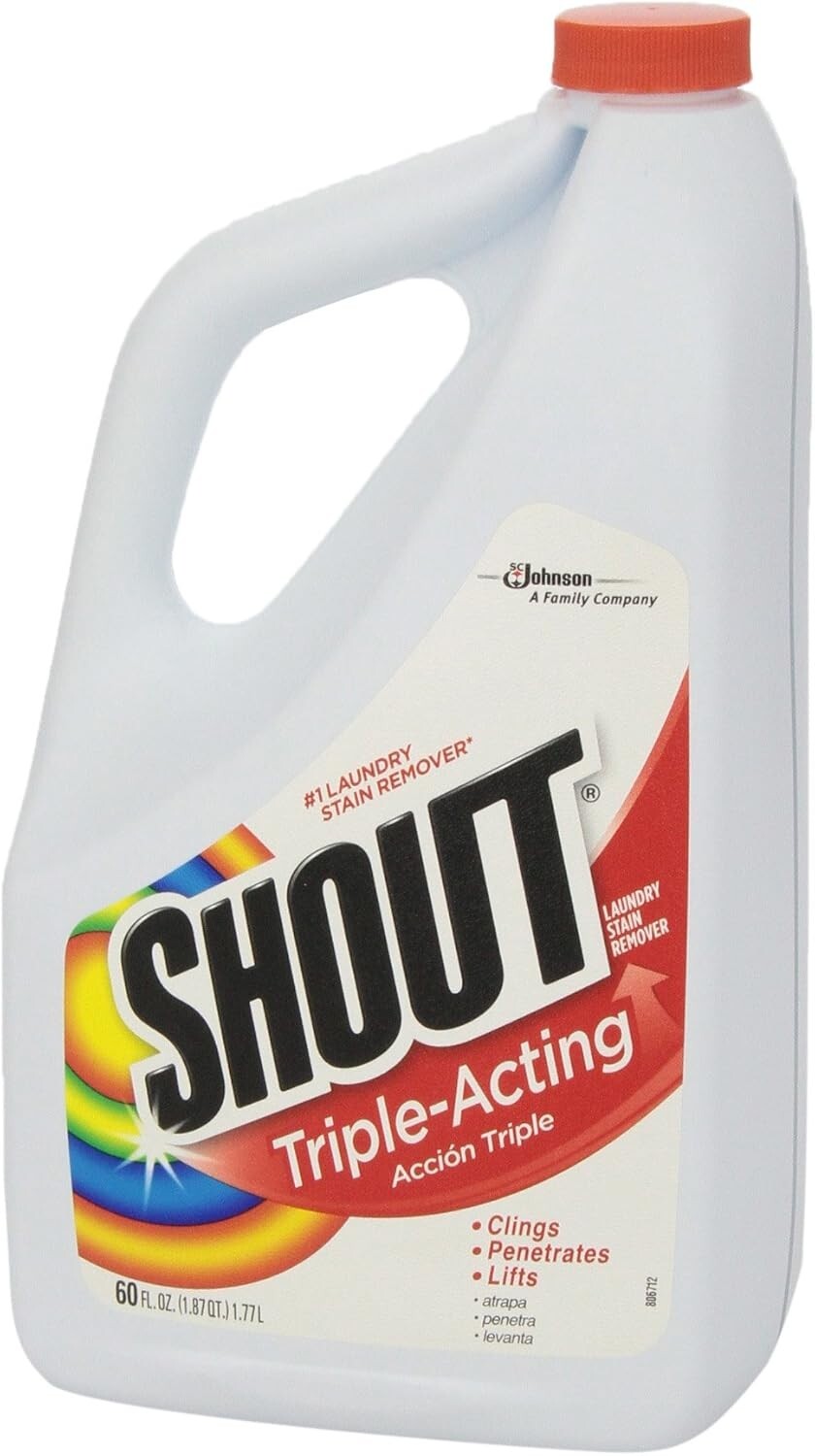 Shout Active Enzyme Laundry Stain Remover Spray, Triple-Acting, Penetrates 60oz