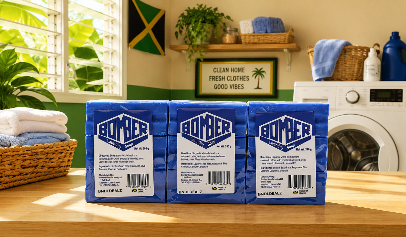 Blue Bomber Cake Soap 9 Bars (3 Packs 390g Each) | Jamaican Blue Soap Bar