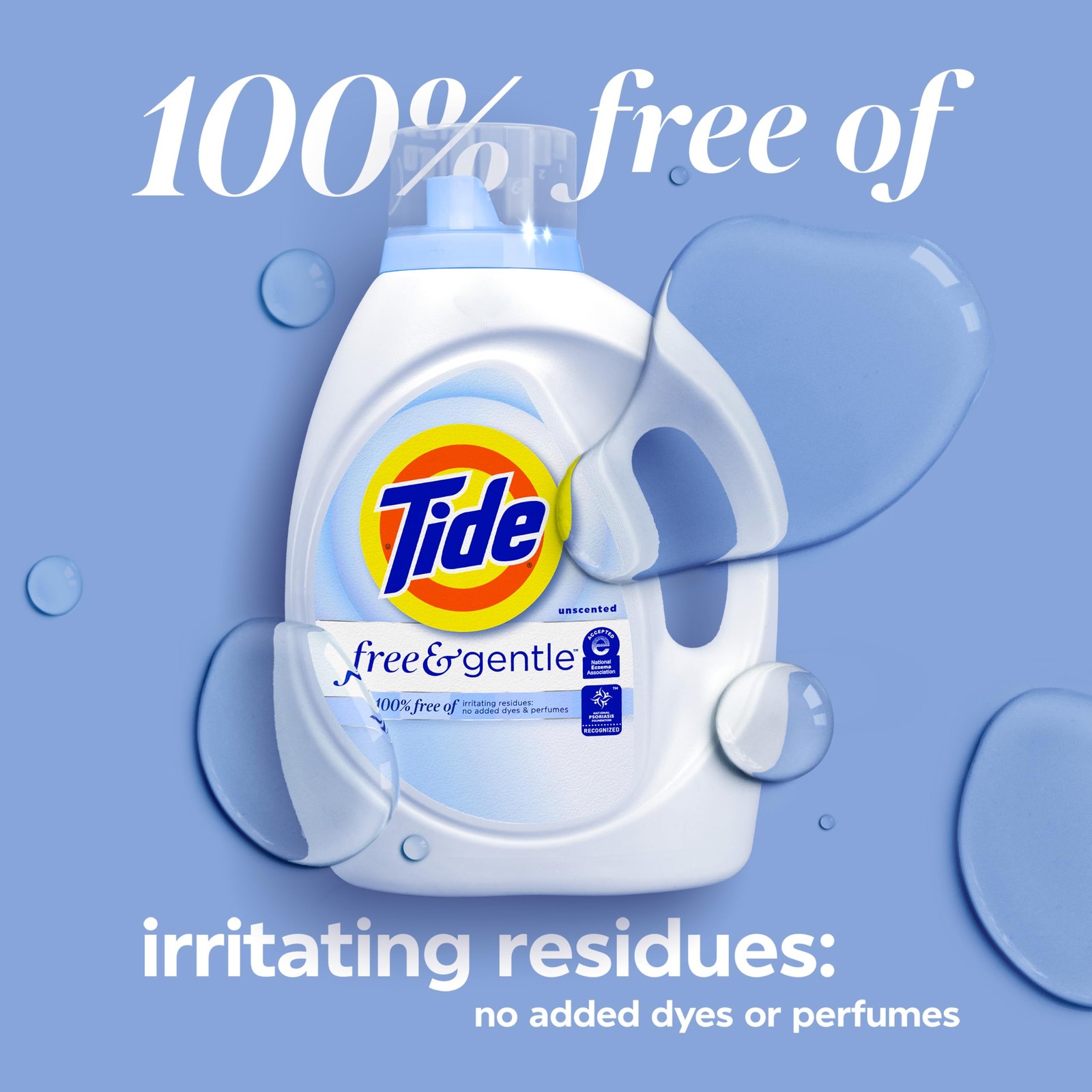 Tide Free & Gentle Liquid Laundry Detergent, 64 84 Fl Oz (Pack of 1), linen