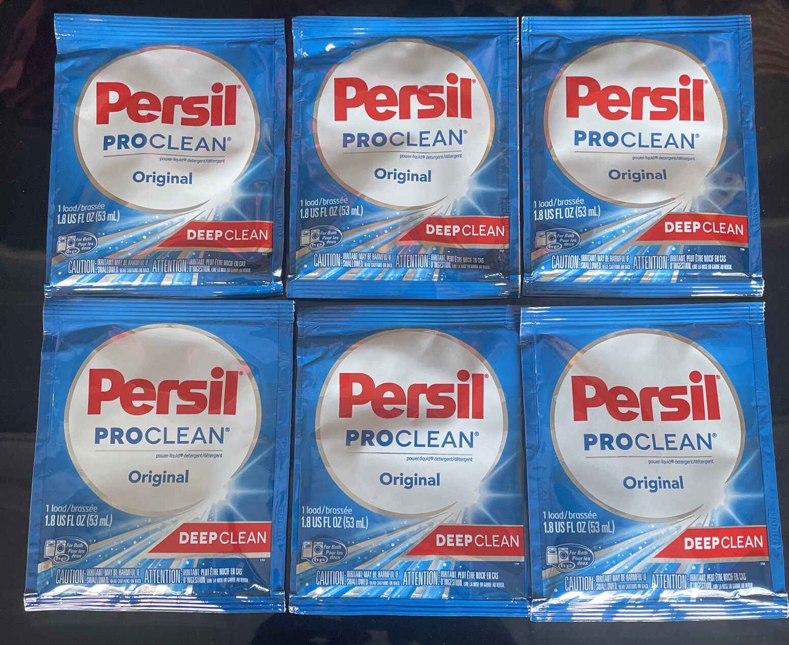6 Pack – LOT of single wash Pouches PERSIL proCLEAN liquid laundry detergent