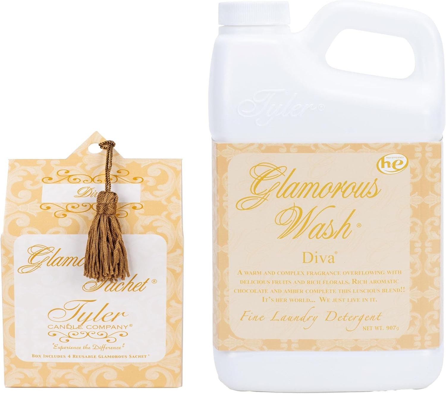 TYLER Glamorous Wash: Diva Scent 32 oz Liquid Detergent with Fresh Dryer Sachets