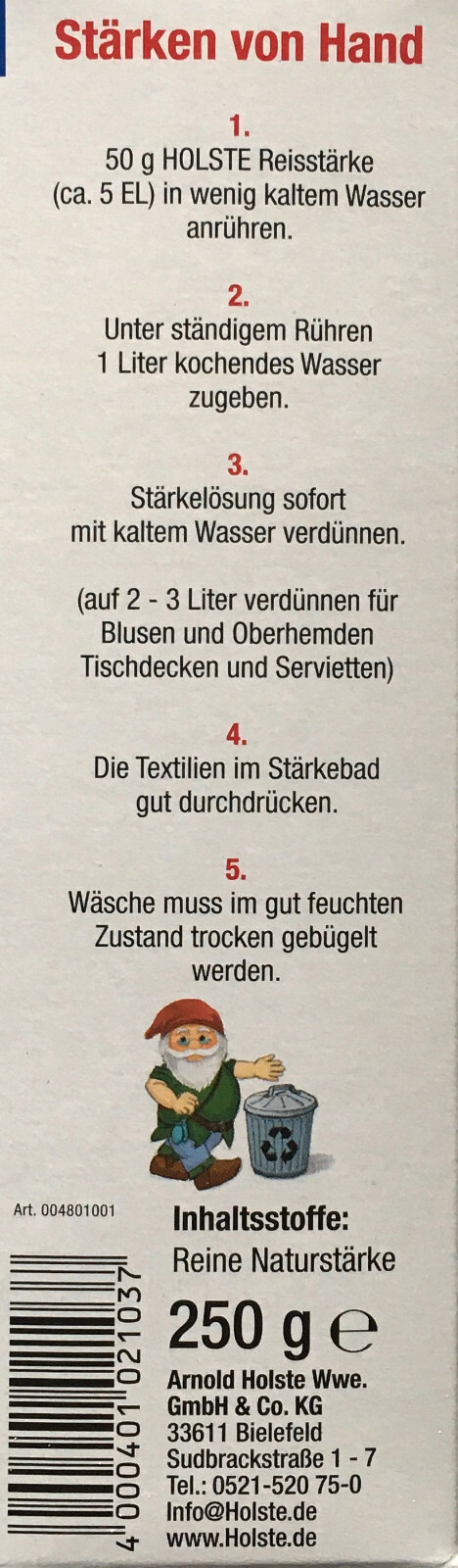 Holste Reisstärke, stärkt & pflegt beim Waschen 250 g