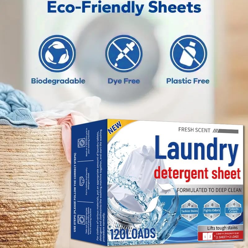Laundry Detergent Sheets, 60 Count | 120 Loads for Travel & Home |…