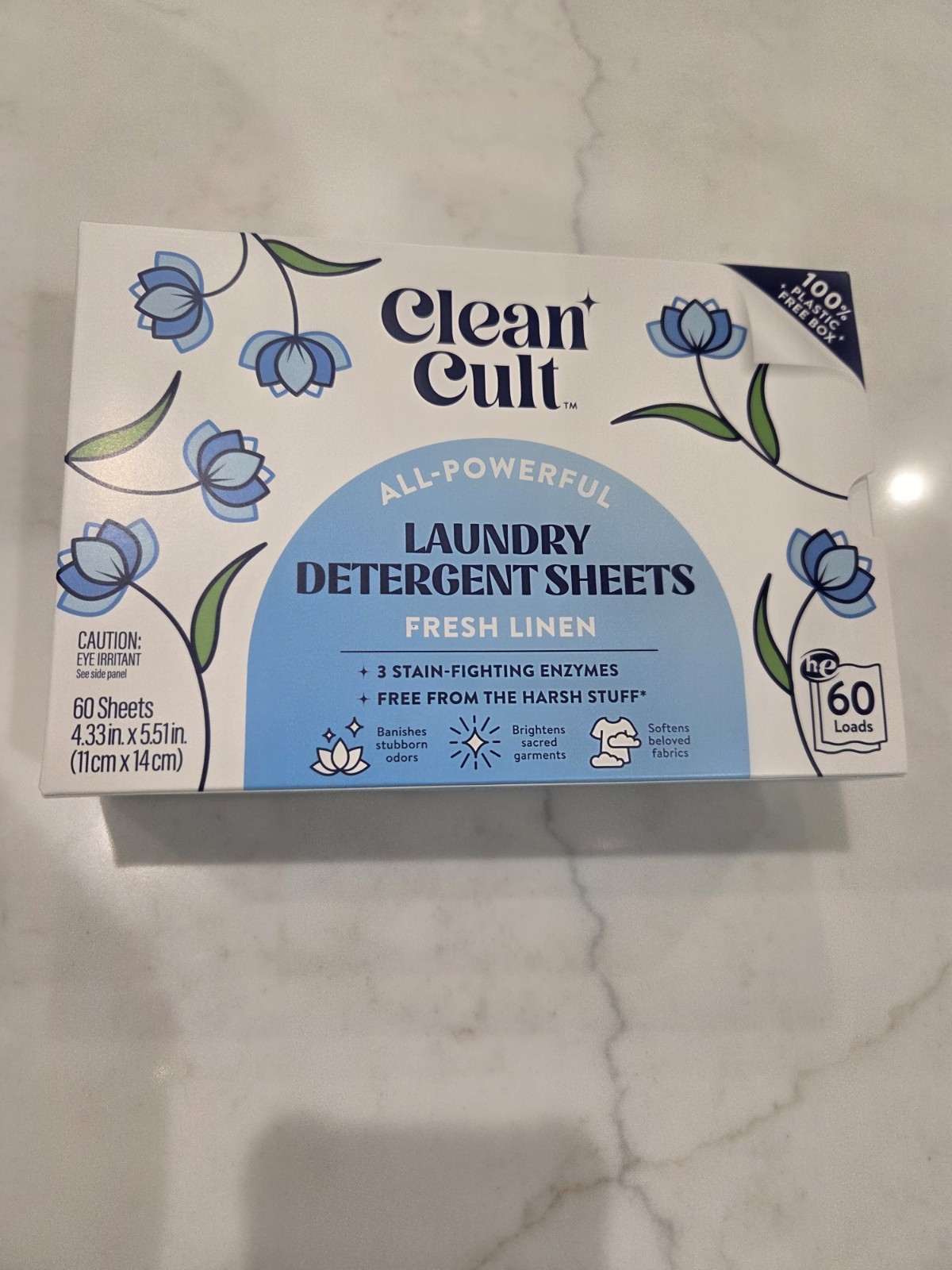 CLEAN CULT LAUNDRY DETERGENT SHEETS Fresh Linen Scent 60 Loads