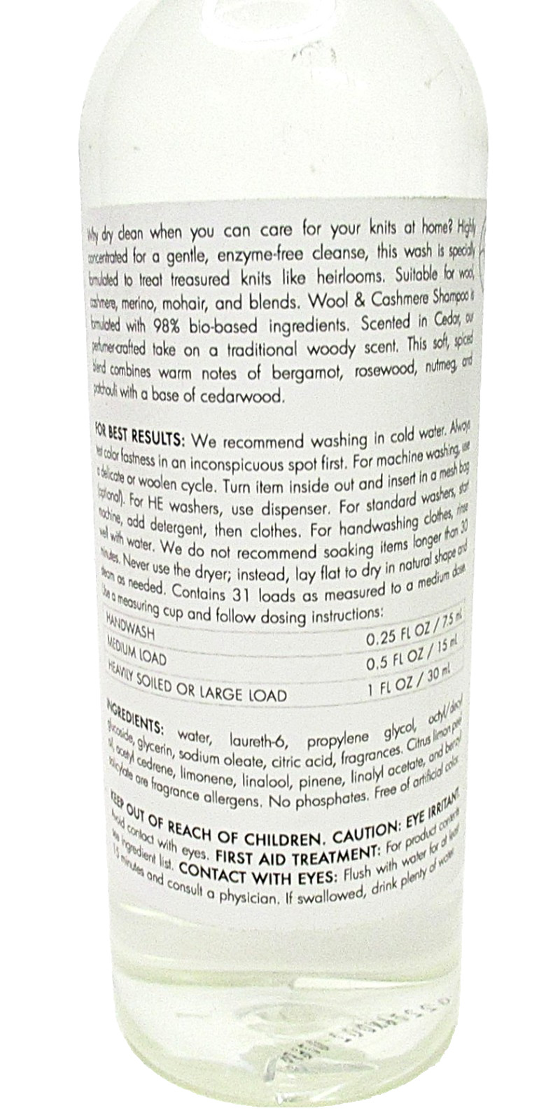 The Laundress Wool and Cashmere Shampoo Cedar Aroma Wool Knits 16 fl. oz.