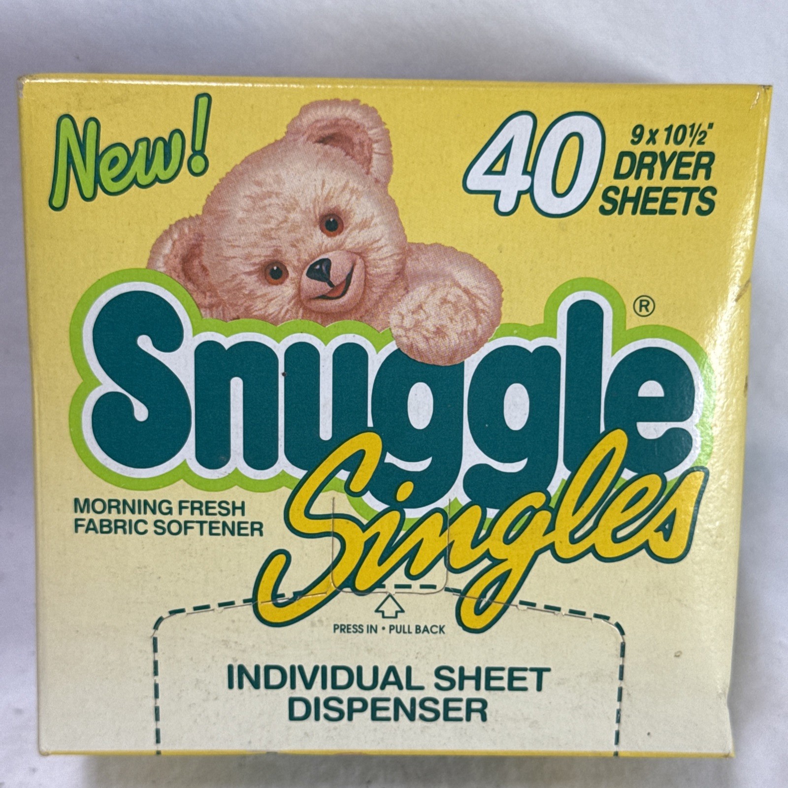 Vintage Snuggle Singles Morning Fresh Fabric Softener 40 Dryer Sheets 1992