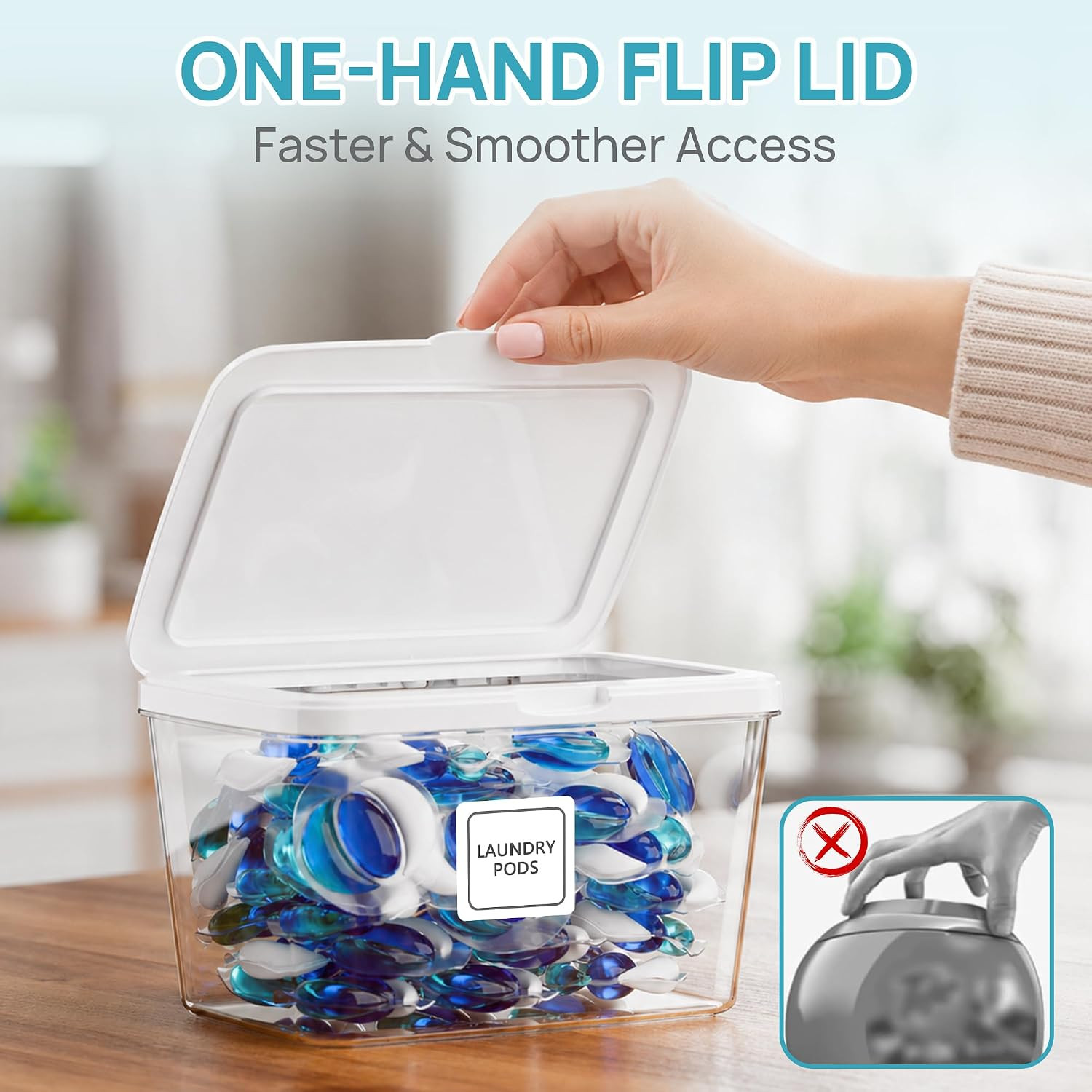 Vtopmart 4 Pack Laundry Pods & Detergent Container, Dryer Sheet Holder | Clear L