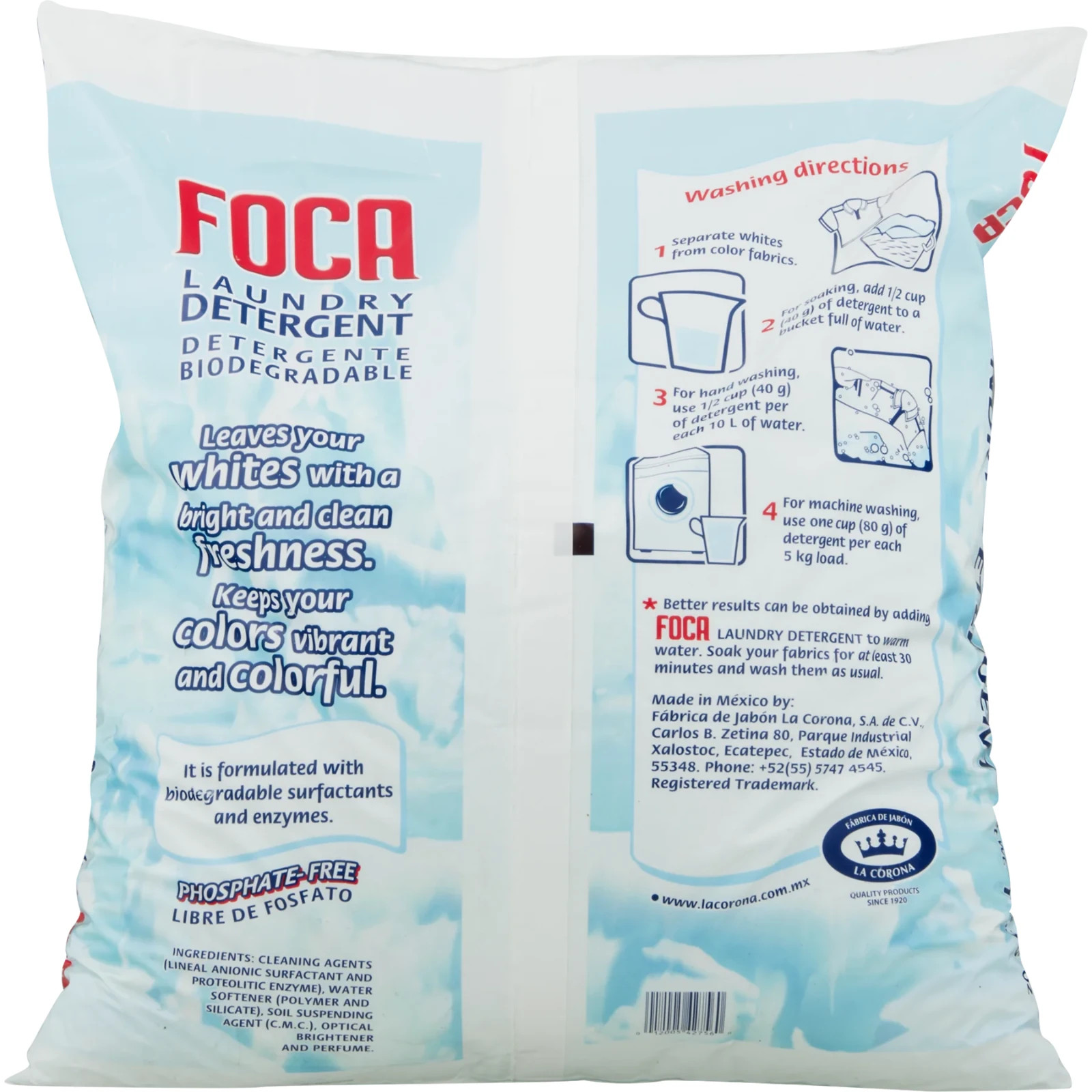 Foca Laundry Detergent, Powder Detergent with Anionic Surfactant, 176.36 oz