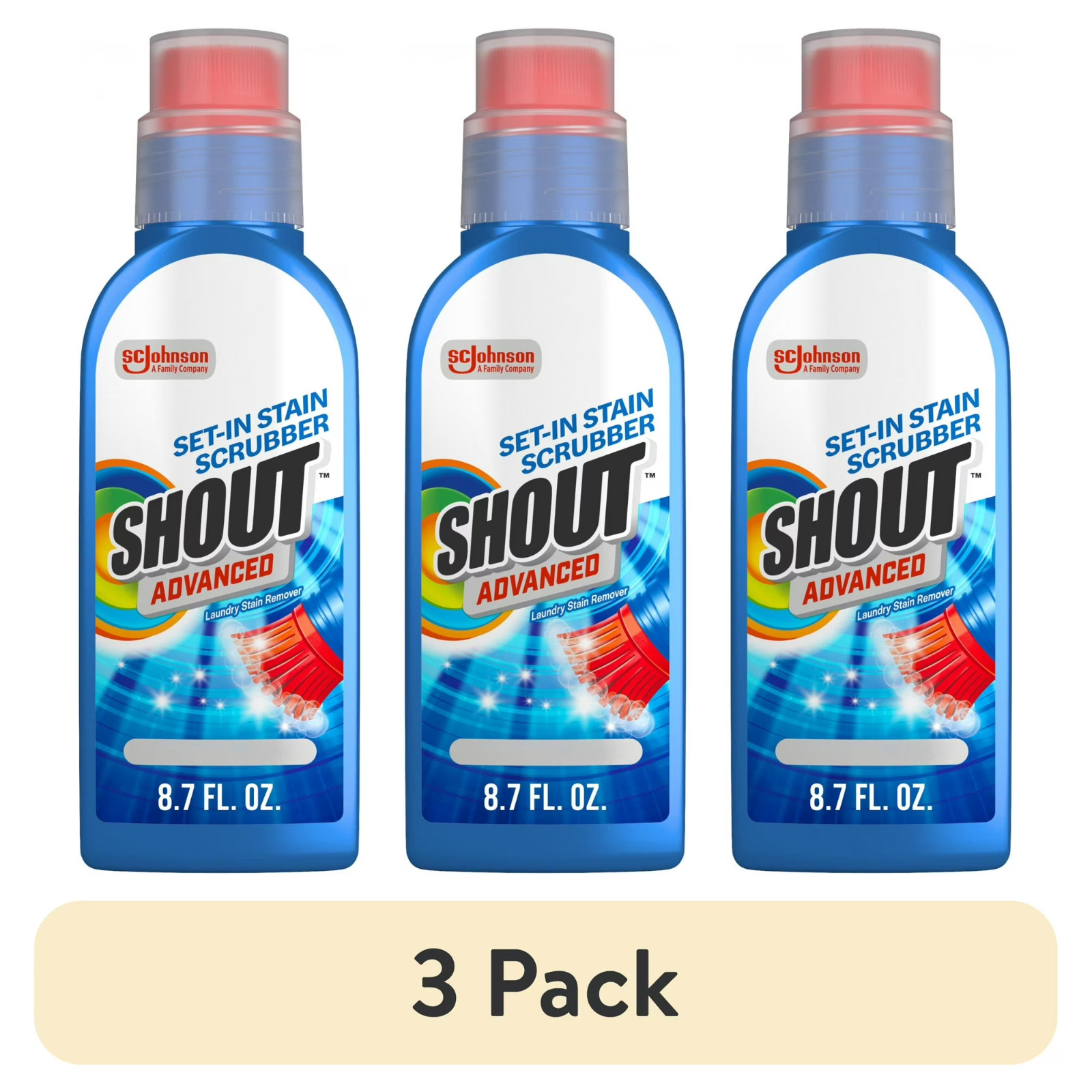 (3 pack) Shout Advanced Ultra Concentrated Gel Brush, 8.7 fl Ounce