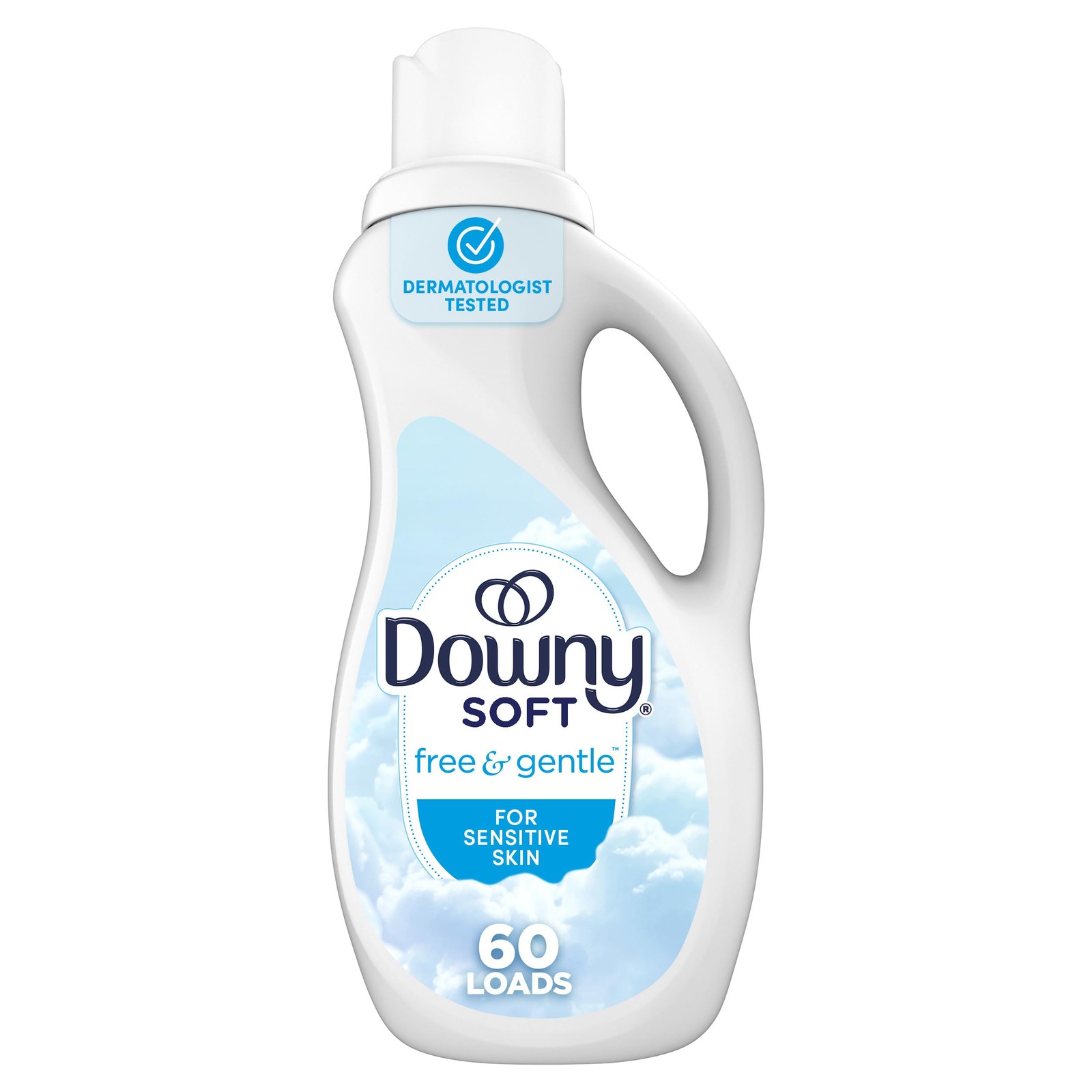 Downy Free & Gentle Liquid Fabric Softener, 44 fl oz, 60 44 Fl Oz (Pack of 1)