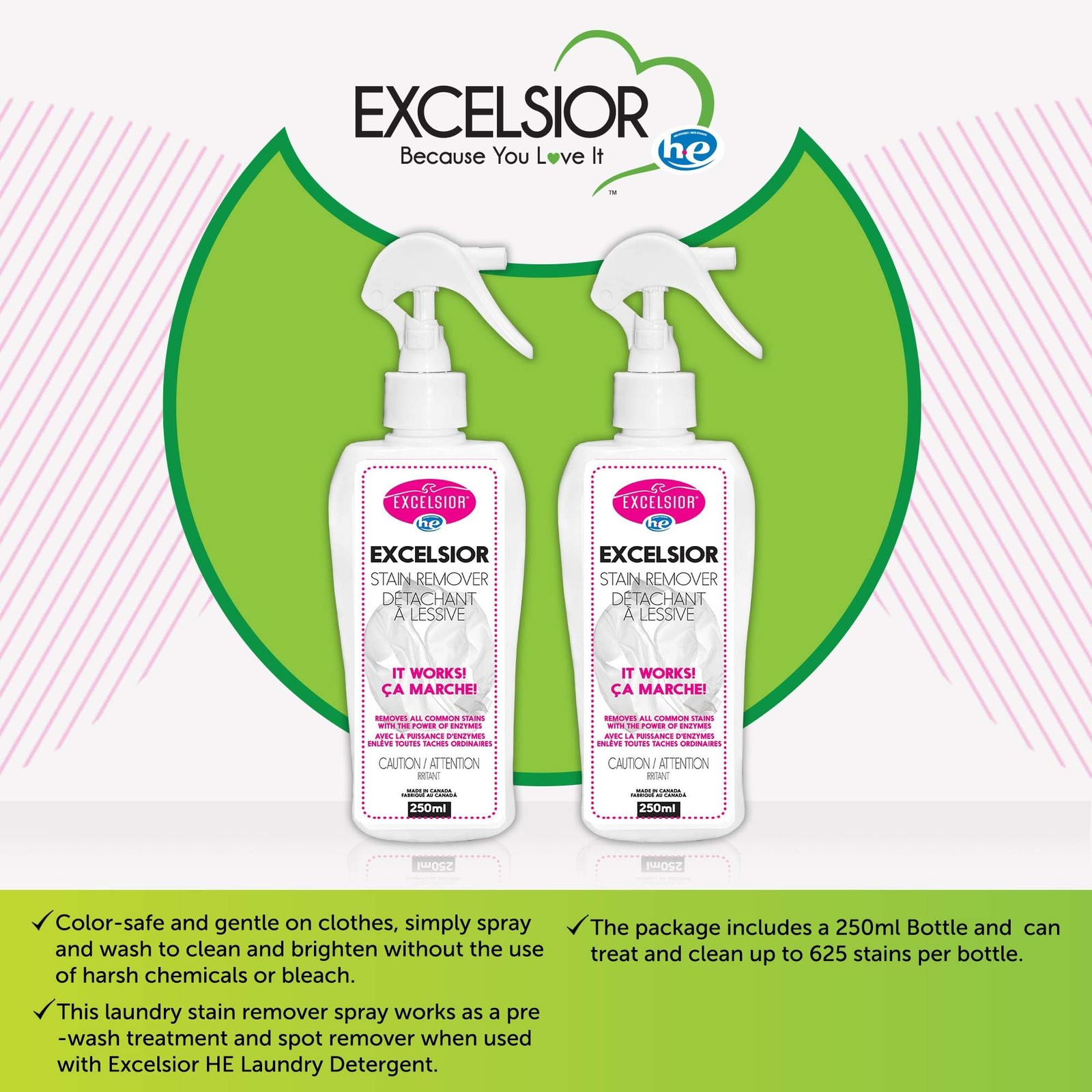Excelsior HE Laundry Stain Remover Spray for cleaning clothes naturally with …