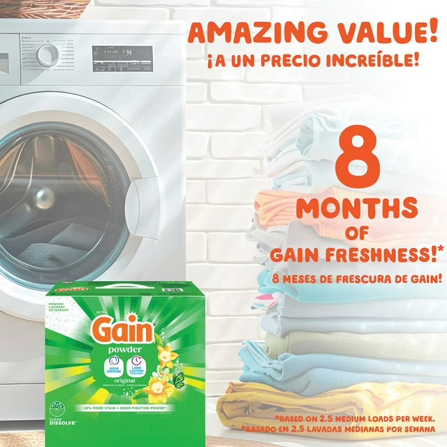 Gain Powder Laundry Detergent, Original, 195 loads, 180 oz