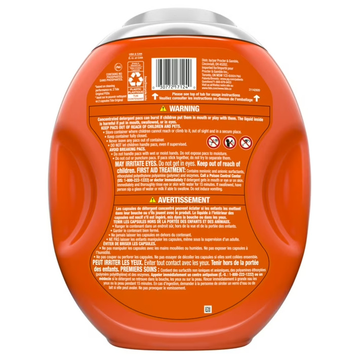 2 Pack Tide PODS Laundry Detergent Pacs, Oxi Boost Power PODS, 45ct/pk