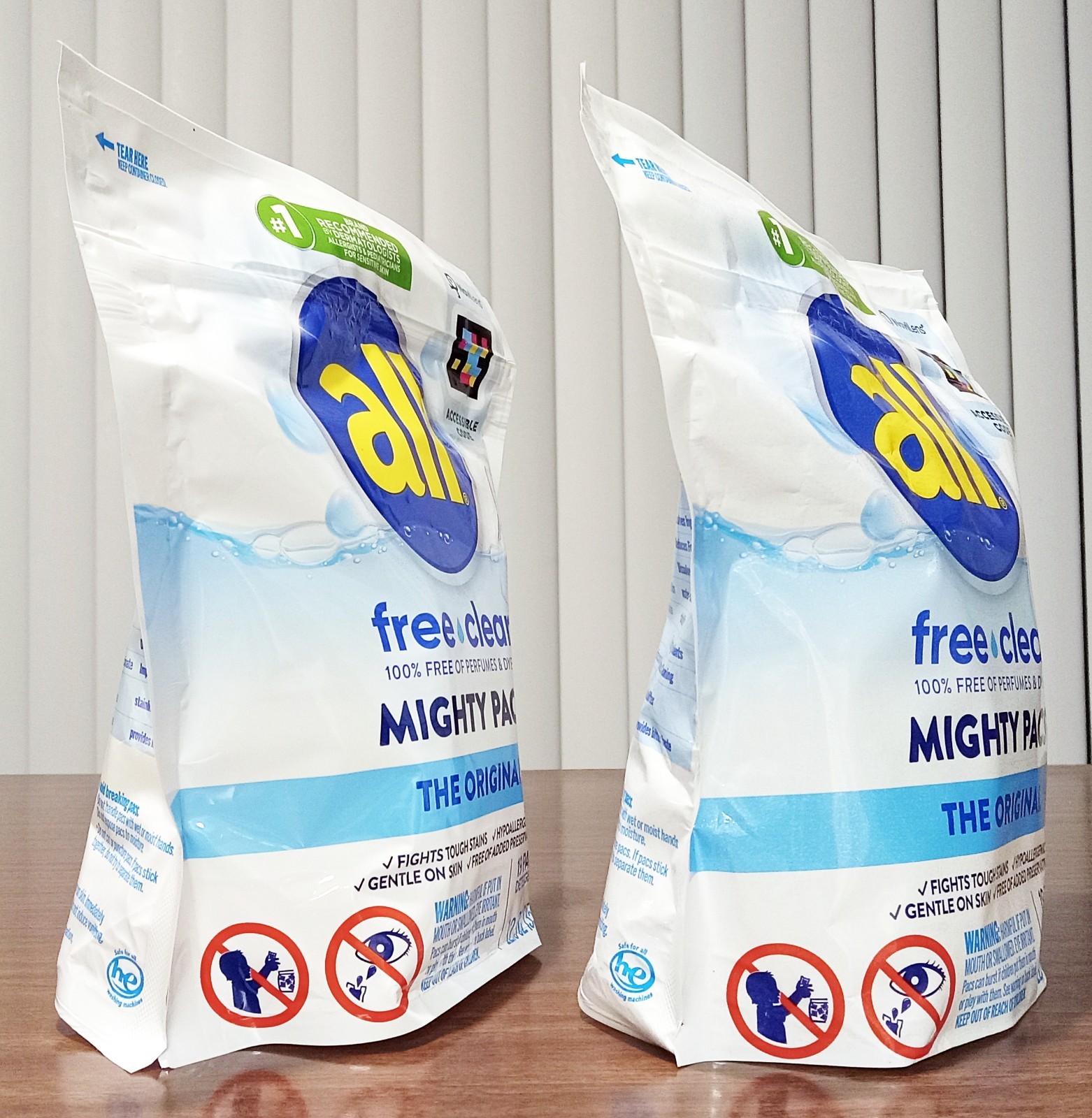 Lot of 2 All Free Clear, Original 4-in-1 Mighty PACS Laundry Detergent, 19 Pacs
