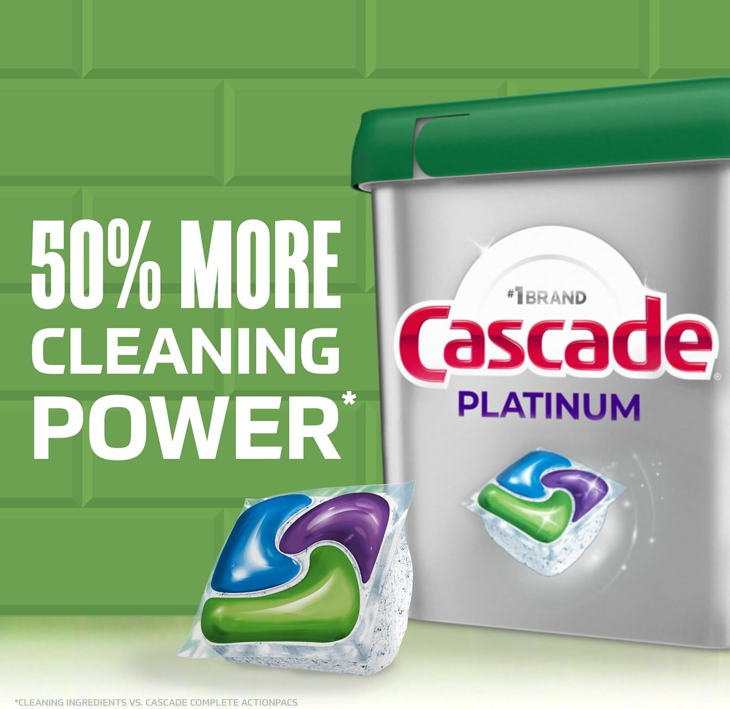 Cascade Platinum + Oxi Dishwasher Pods, Fresh Scent Detergent Soap, 59 Count