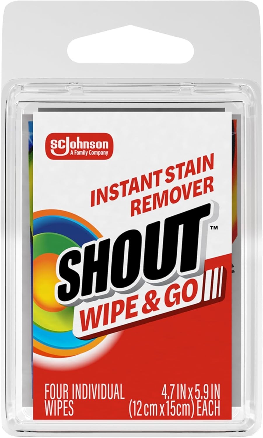 Shout Stain Remover Wipes Color-Safe Fragrance-Free Travel 4 Count