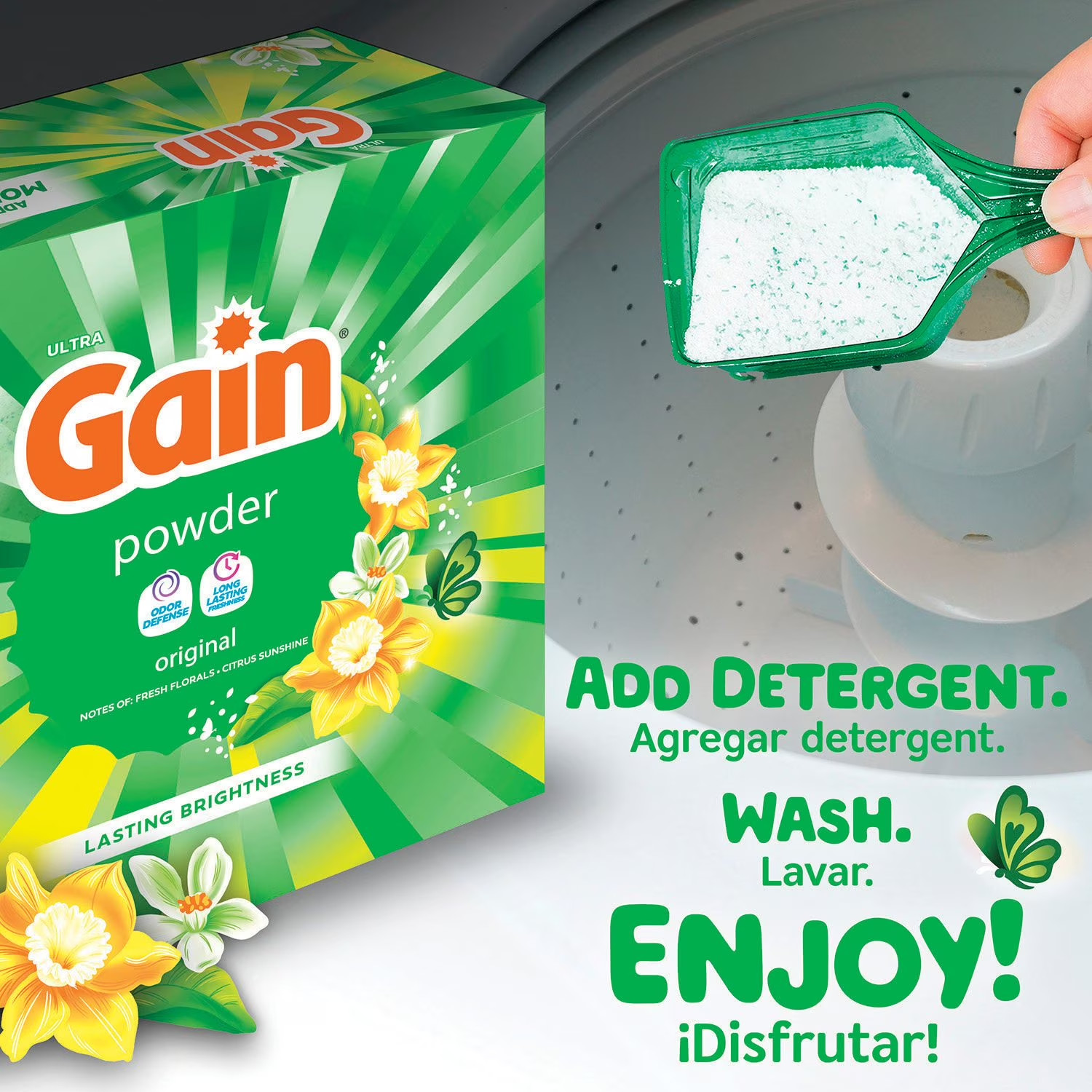 Gain Powder Laundry Detergent, Original, 195 loads, 180 oz