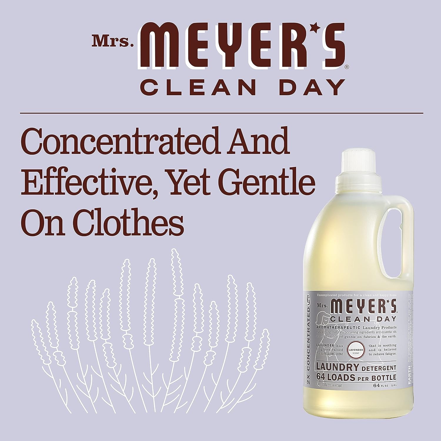 CLEAN DAY Liquid Laundry Detergent Cruelty Free Lavender Scent 64 oz- Pack of 2