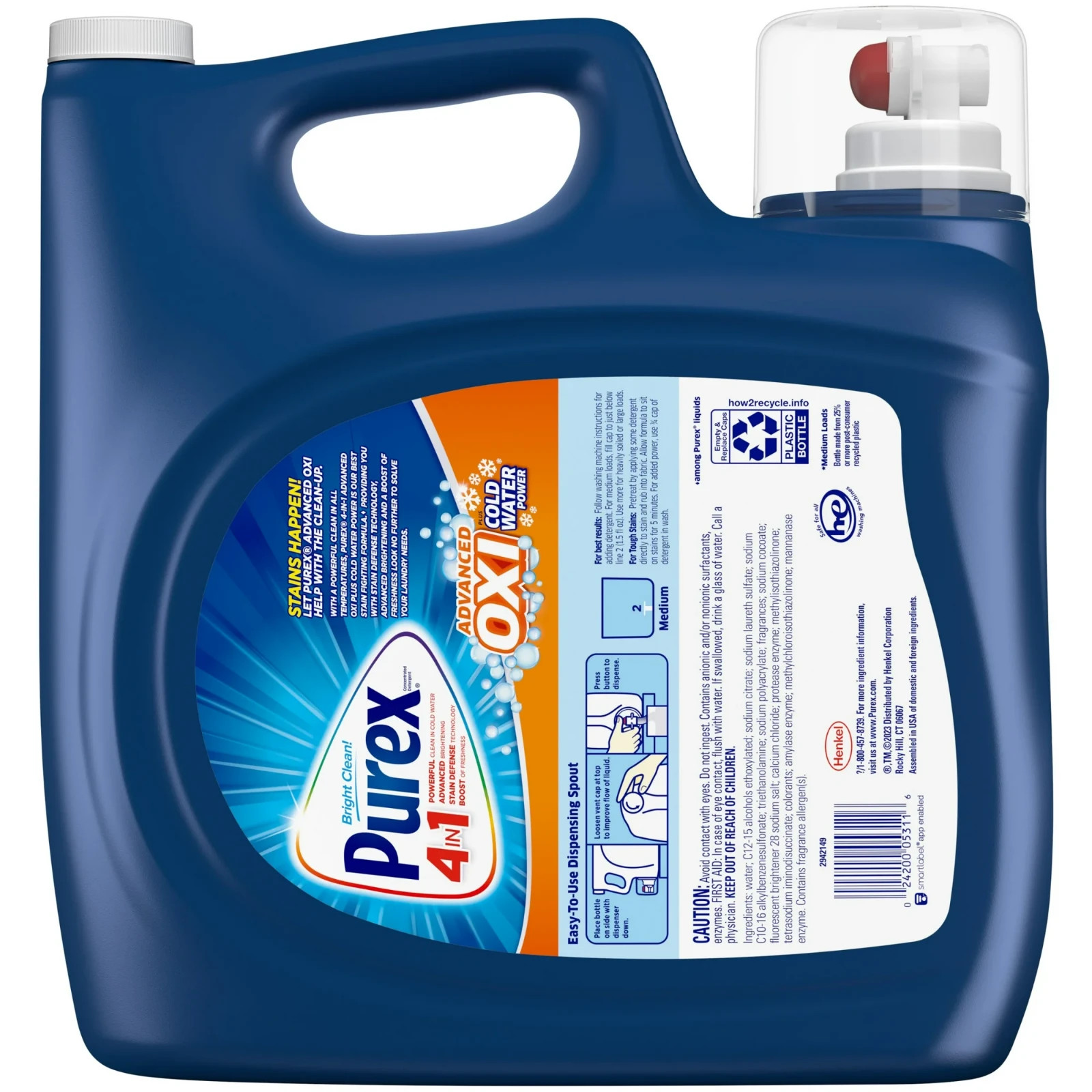 3p Purex Advanced Oxi Power Liquid Detergent, 218 fl oz, 145 Wash Loads