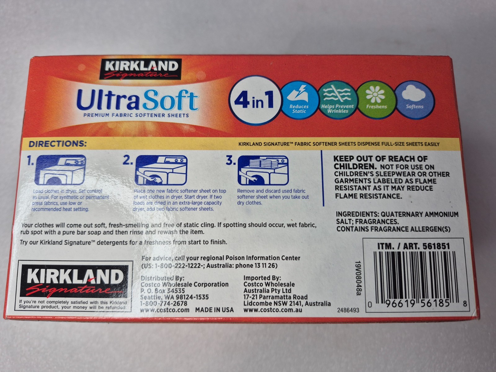 Kirkland Signature Ultra Soft Premium Fabric Softener 2/250 Sheets 500 Total