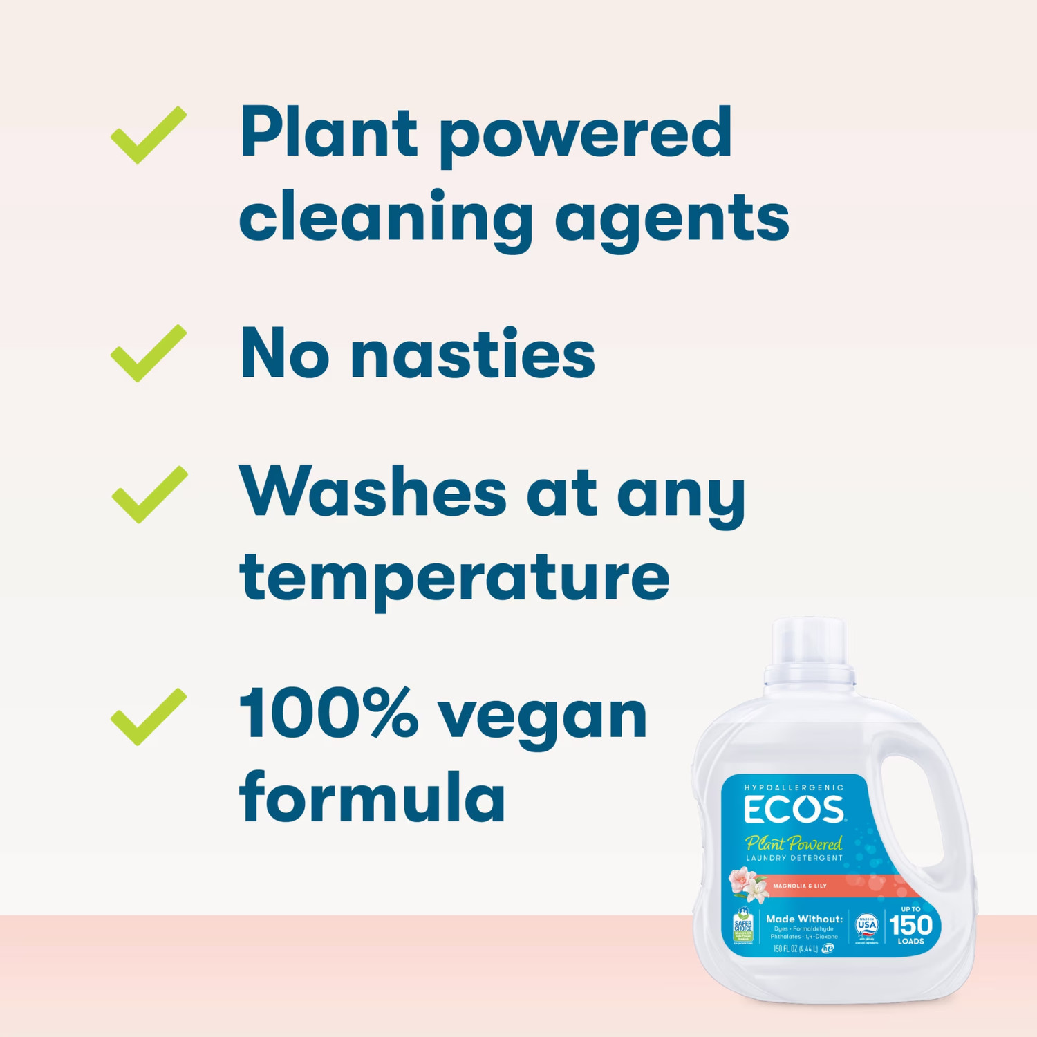 (3 Pack) ECOS Hypoallergenic Laundry Detergent Magnolia Lily 150 fl oz 150 Loads