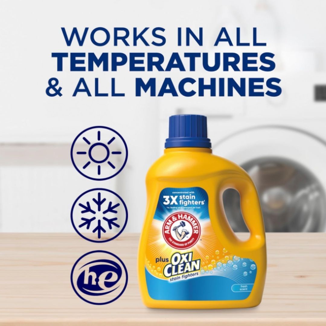 ARM & HAMMER Plus OxiClean Fresh Scent, 77 Loads Liquid Laundry Detergent, 100.5