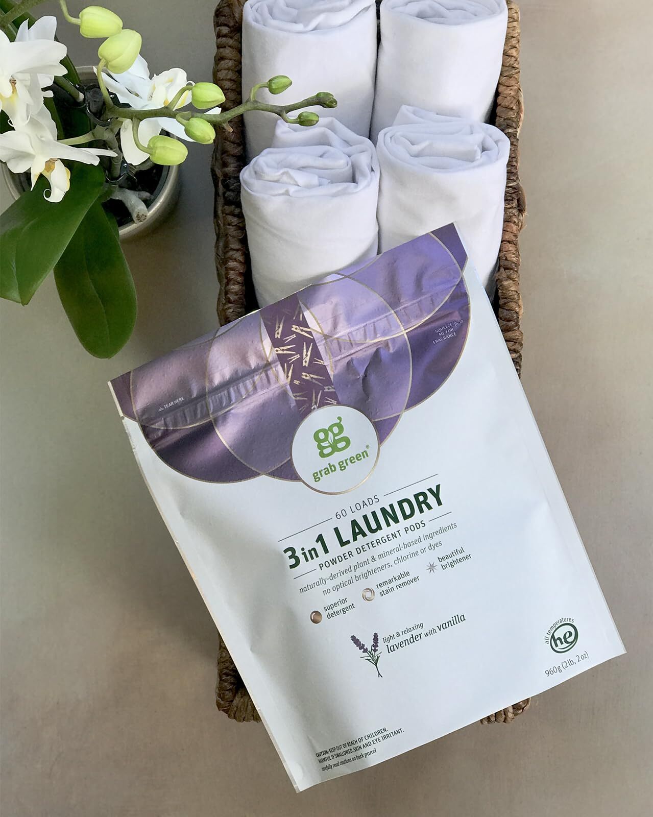 Grab Green 24 Count Lavender Vanilla Laundry Detergent Pods 3in1 Eco Friendly