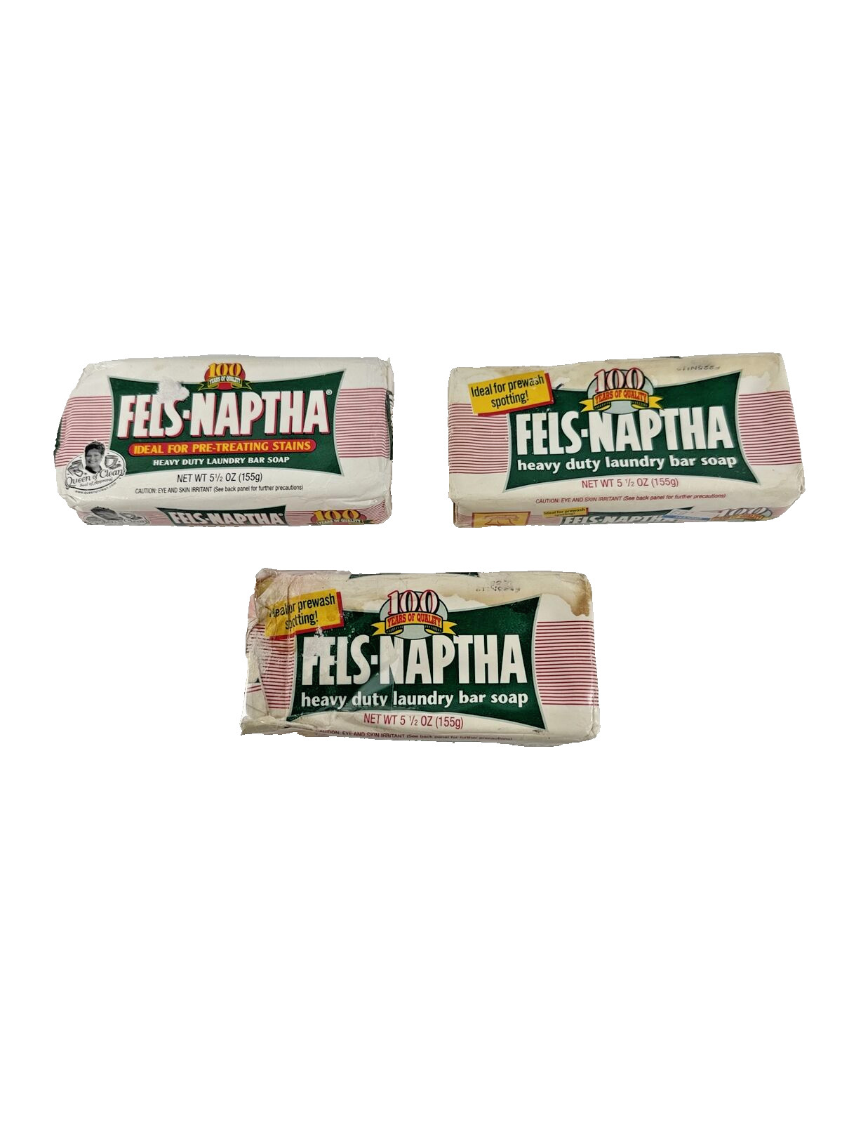 3X VINTAGE Fels-Naptha Laundry Bar Stain Remover 5-1/2 oz. Bars PACKAGE DAMAGE