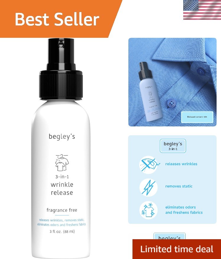 Fragrance-Free 3-in-1 Fabric Refresher, Wrinkle Eliminator – Eco-Friendly Spray