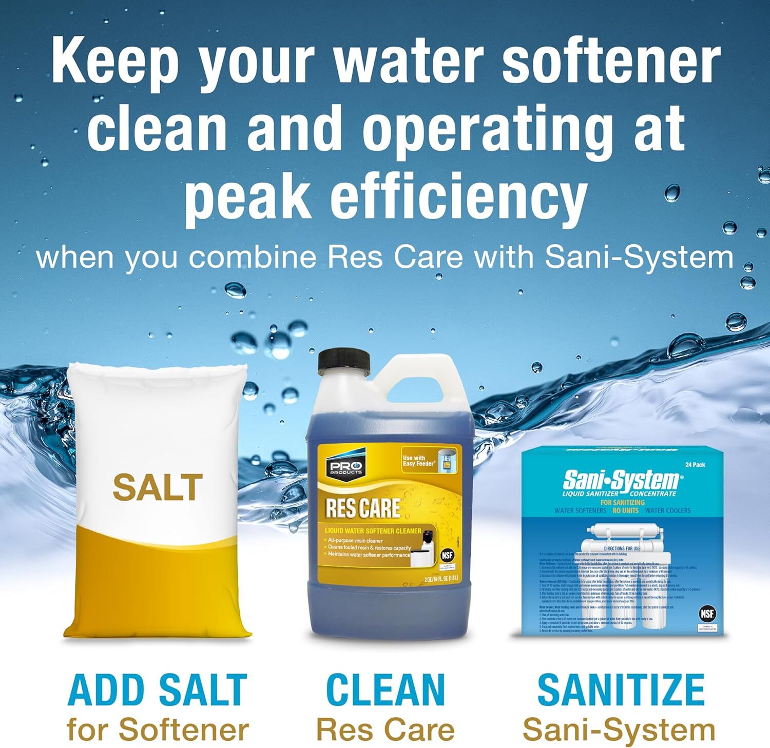 Pro Products Res Care Liquid Water Softener Cleaner, Universal Cleanser for Hard