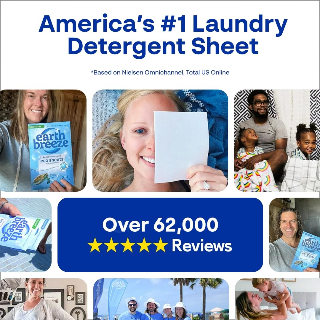 Laundry Detergent Sheets Fresh Scent – 60 Loads Eco Liquidless Soap – Travel-…