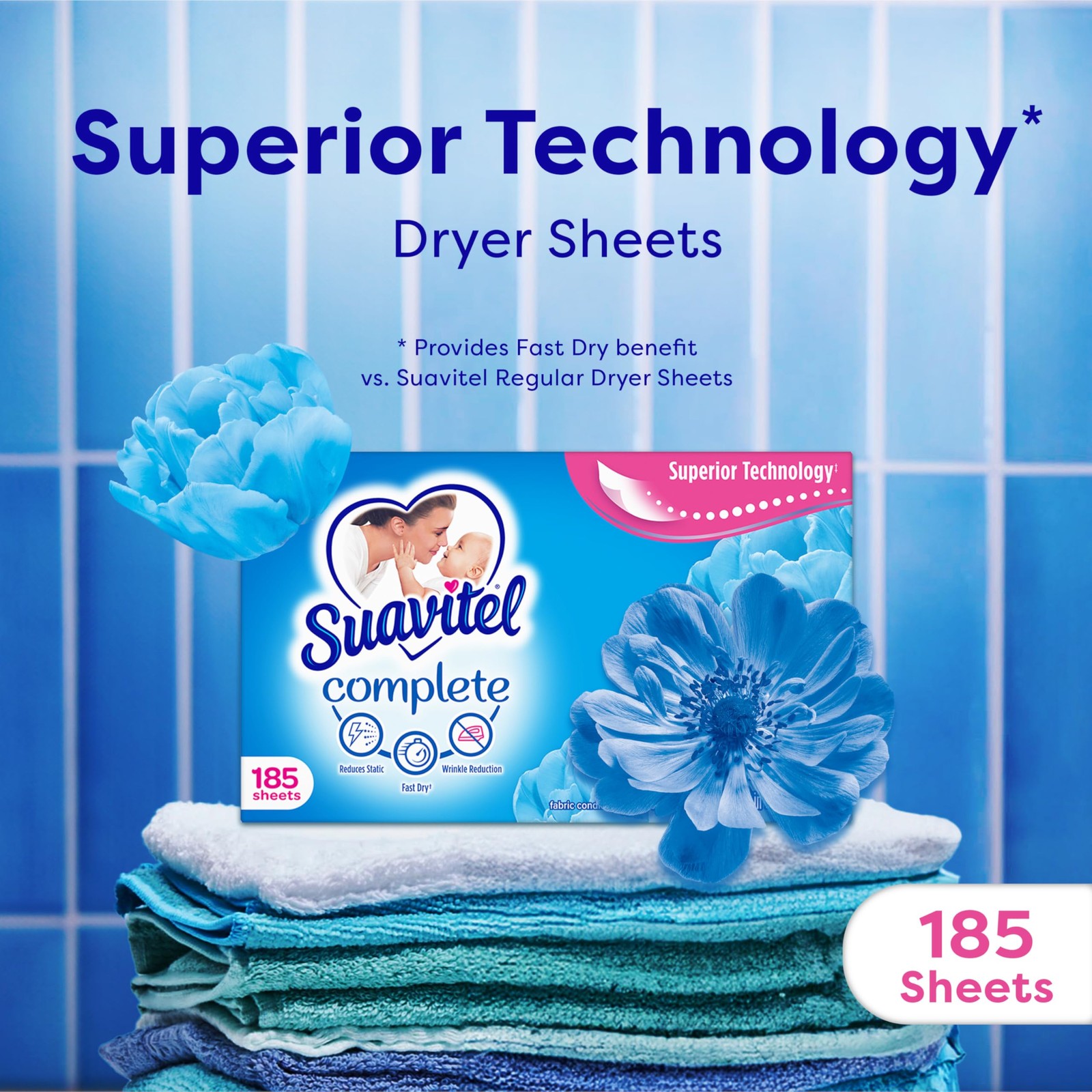 Fabric Softener Dryer Sheets Field Flowers 185 Count Laundry Fresh 4 Pack