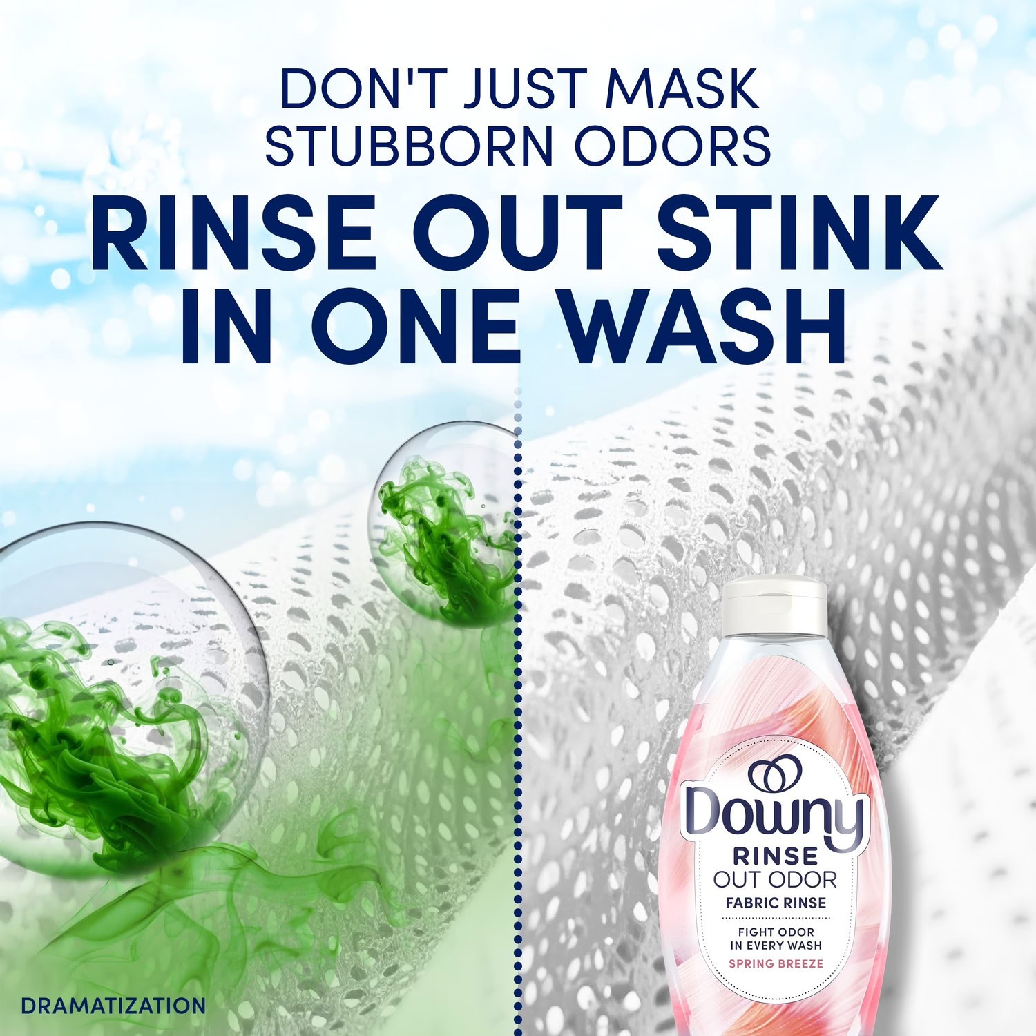 Downy Rinse Out Odor Laundry Rinse Spring Breeze Scent Tackles Odors 48oz
