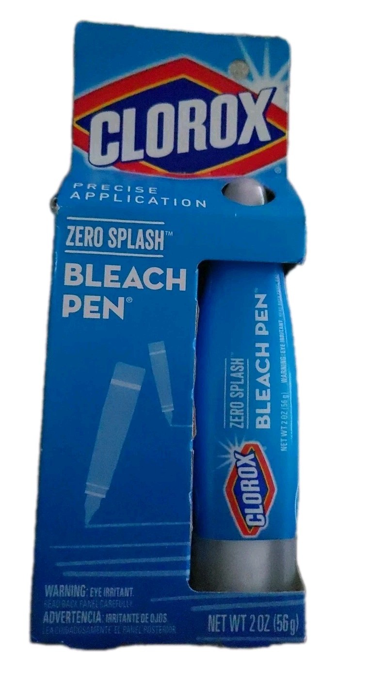 New Clorox Bleach Pen Precise Dual Tip Zero Splash PreTreat Stain Gel 2oz