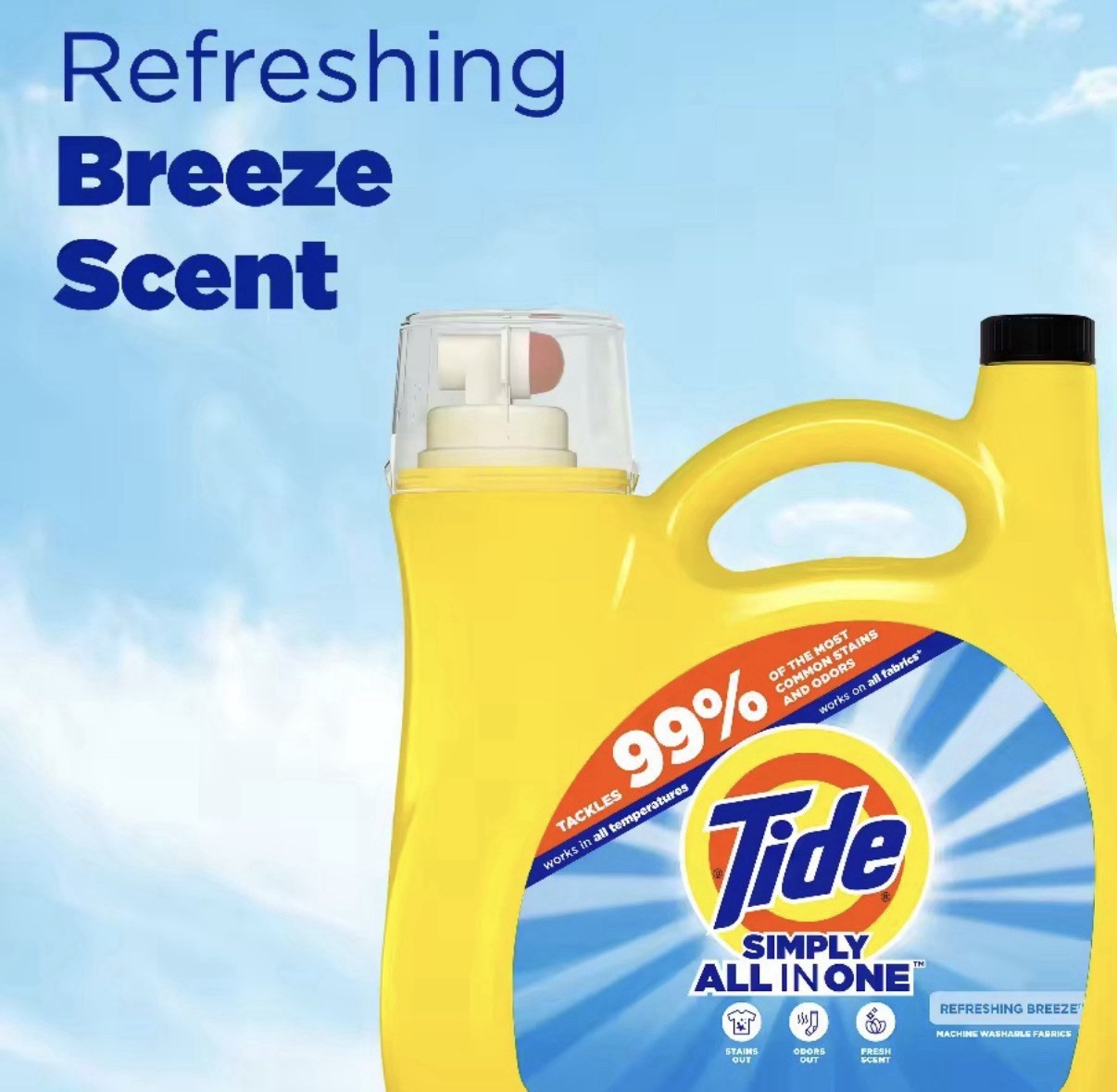 Tide Simply Laundry Detergent Liquid All-In-one Refreshing Breeze Scent 117 Flop