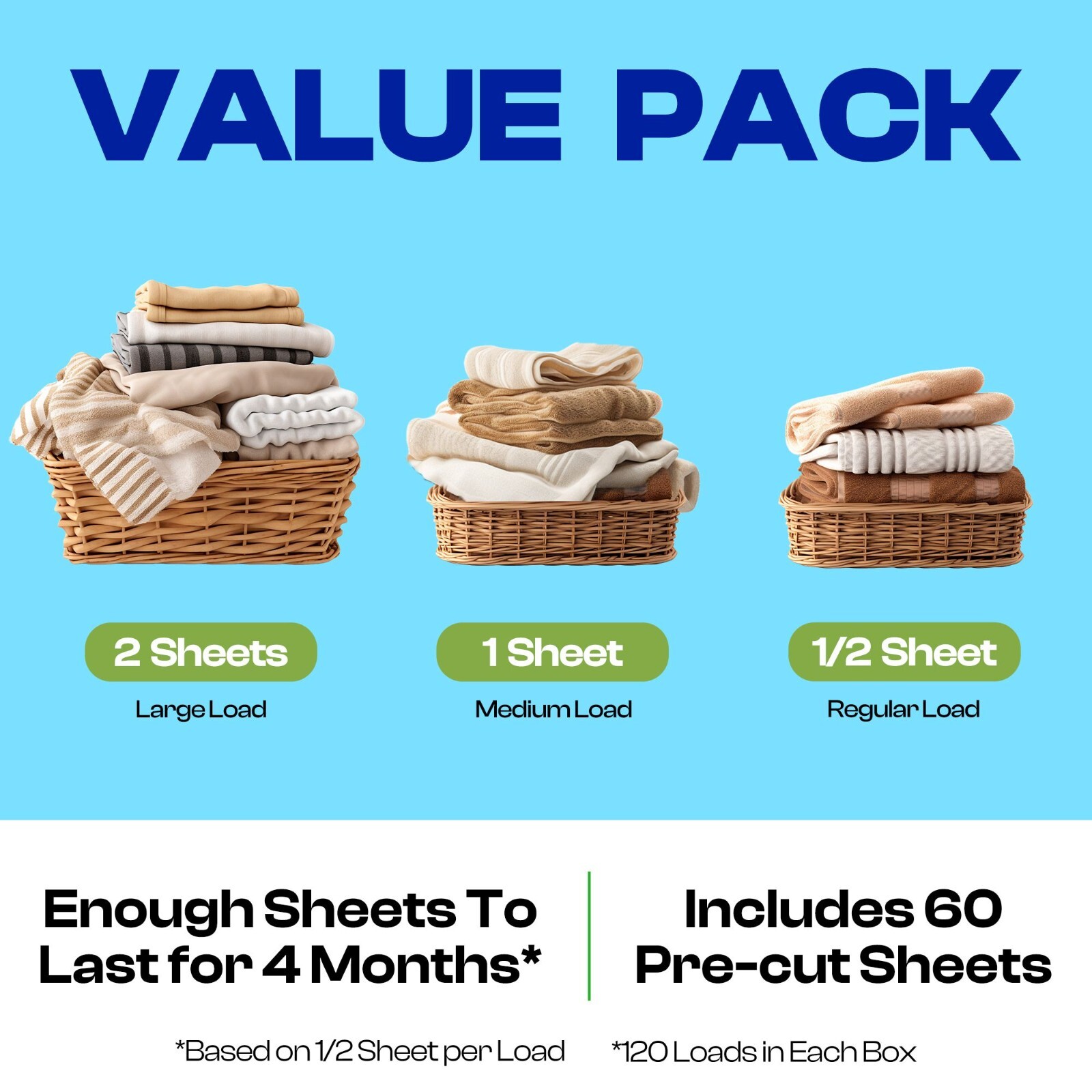 Happy Hour Laundry Detergent Sheets Eco Friendly Color Safe 60 Sheets 120 Loads