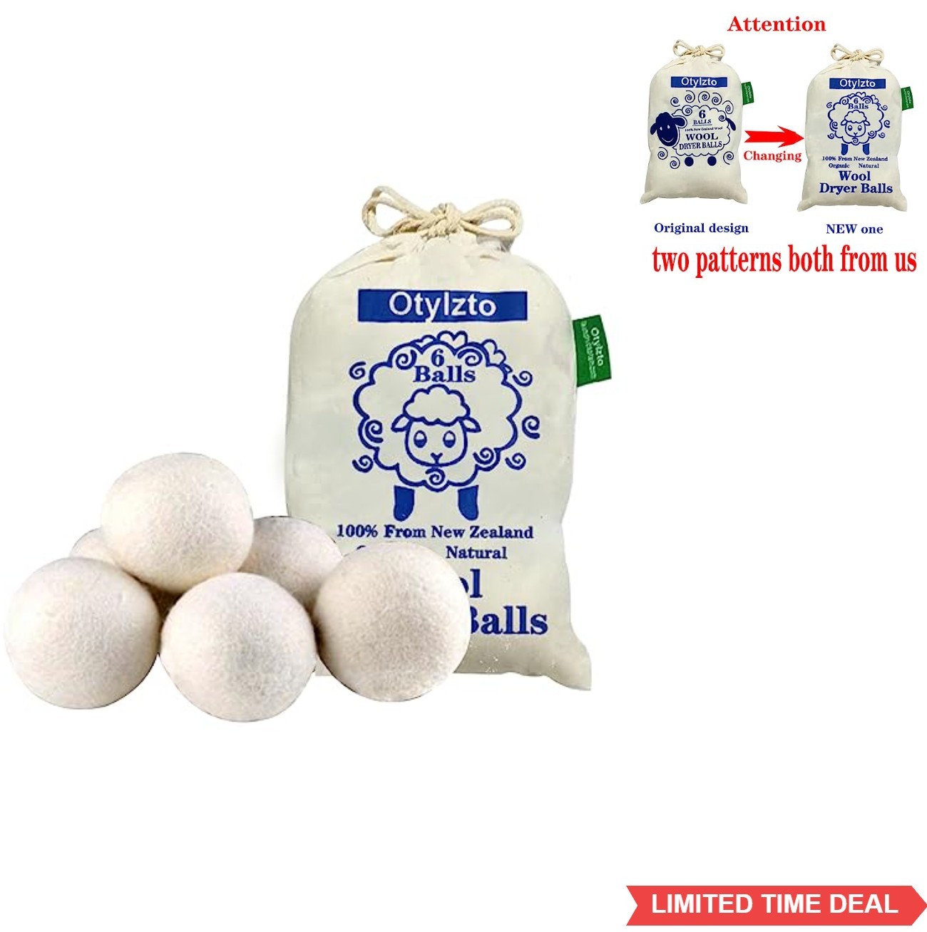 Wool Dryer Balls 6 Pack Reusable Natural Fabric Softener Reduce Wrinkles Drying
