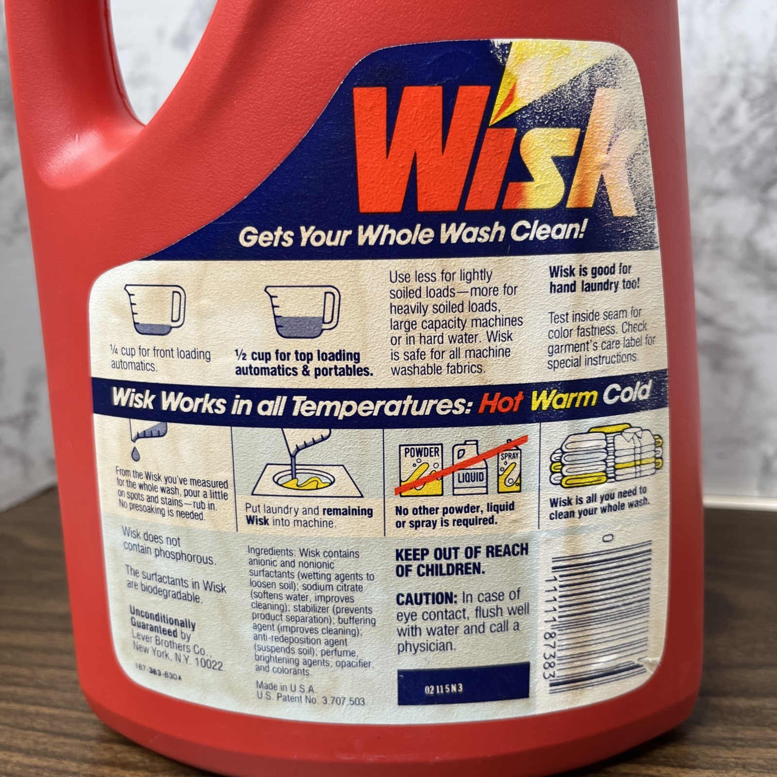 VTG Wisk laundry detergent 64oz Bottle 20% Full 80s 90s Prop