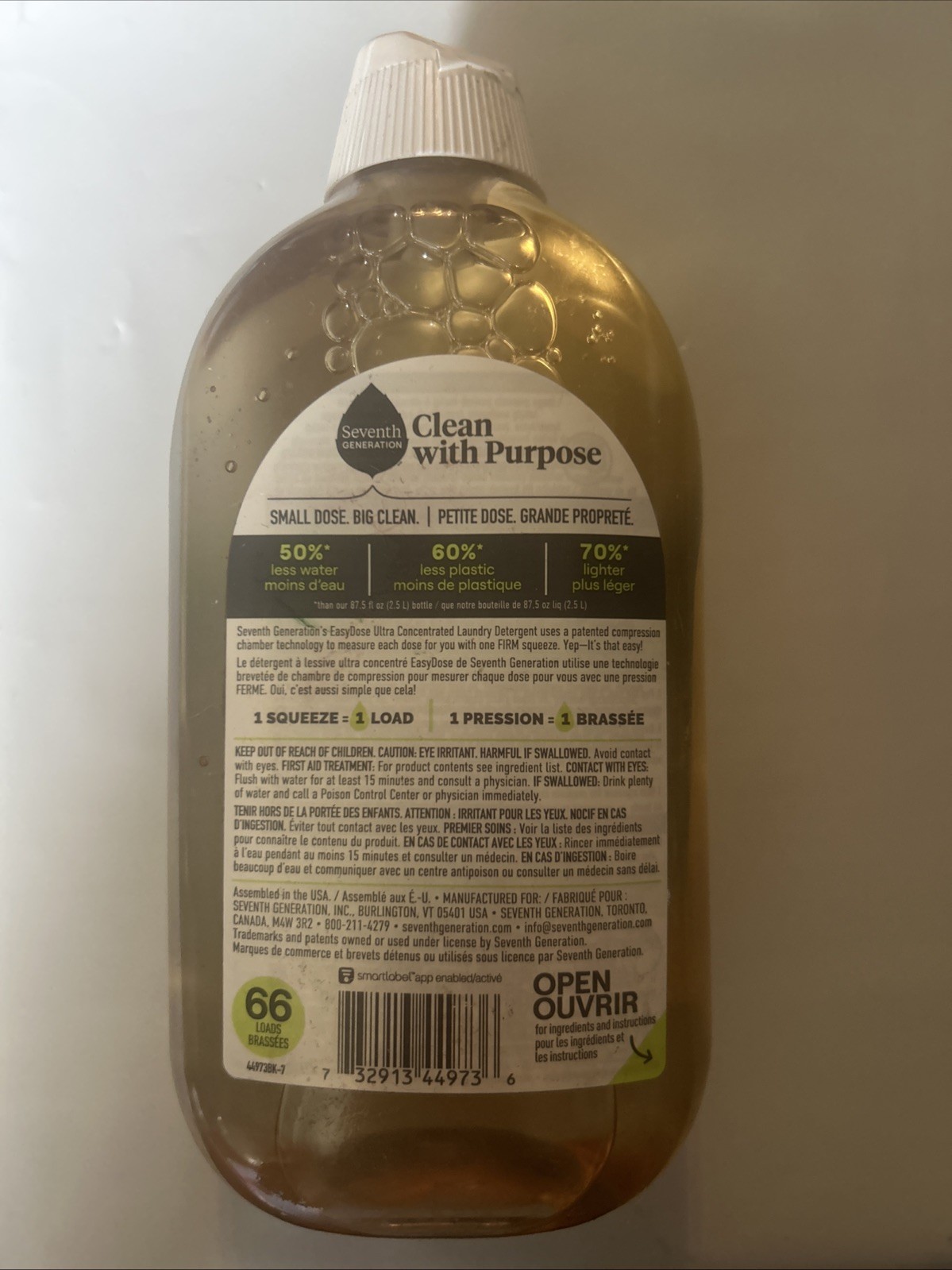 Seventh Generation Easydose Power+ Ultra Laundry Detergent, Clean, 23.1 fl oz