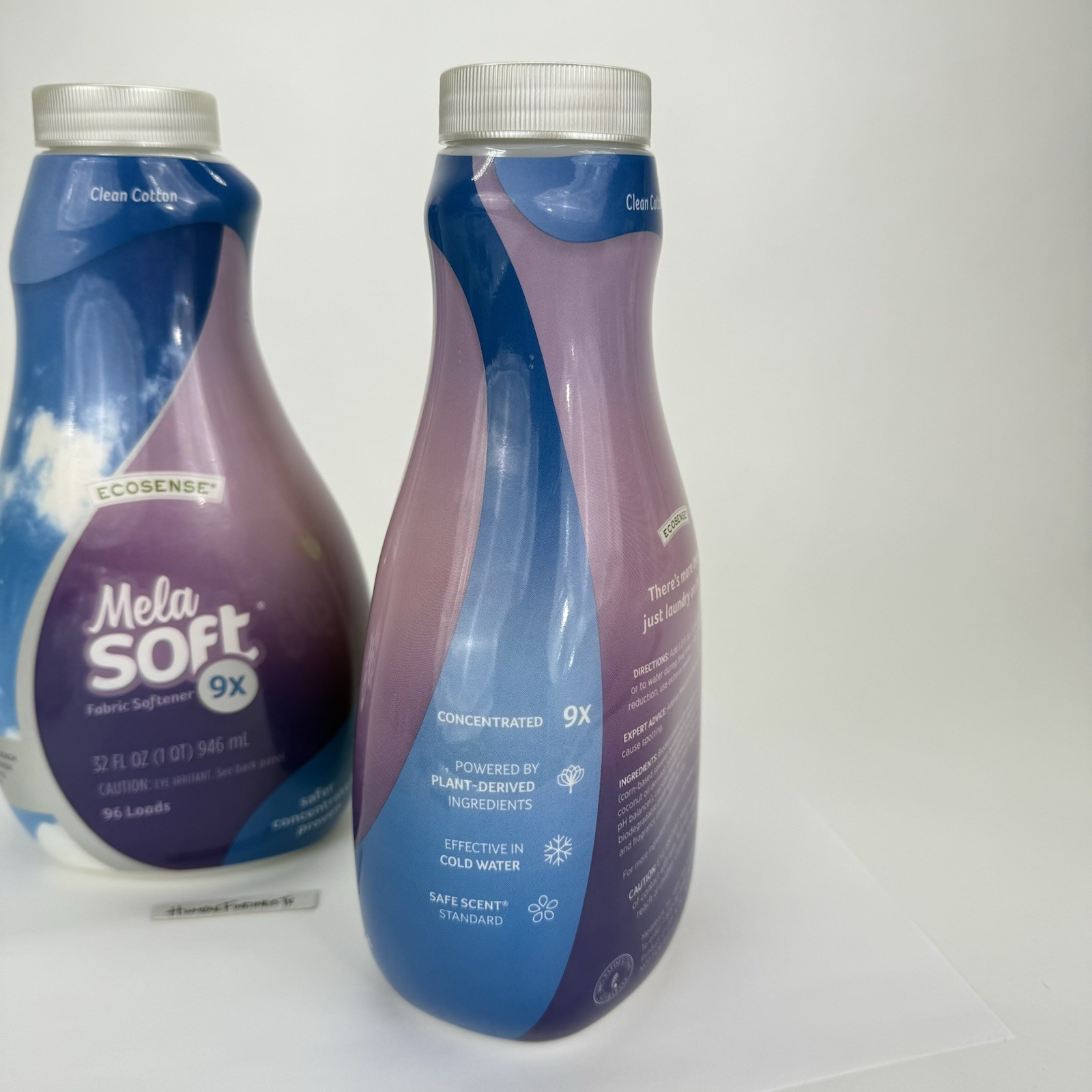 2x MelaSoft CLEAN COTTON Fabric Softener 32oz Concentrated 9x Plant Based EcoSof