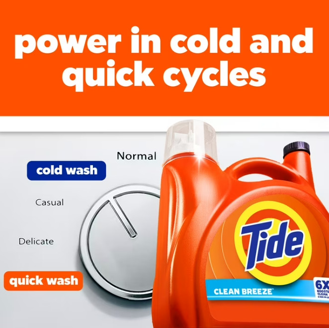 Tide with 6X Boosted Cleaning Power, Clean Breeze 125 fl oz 100 Loads