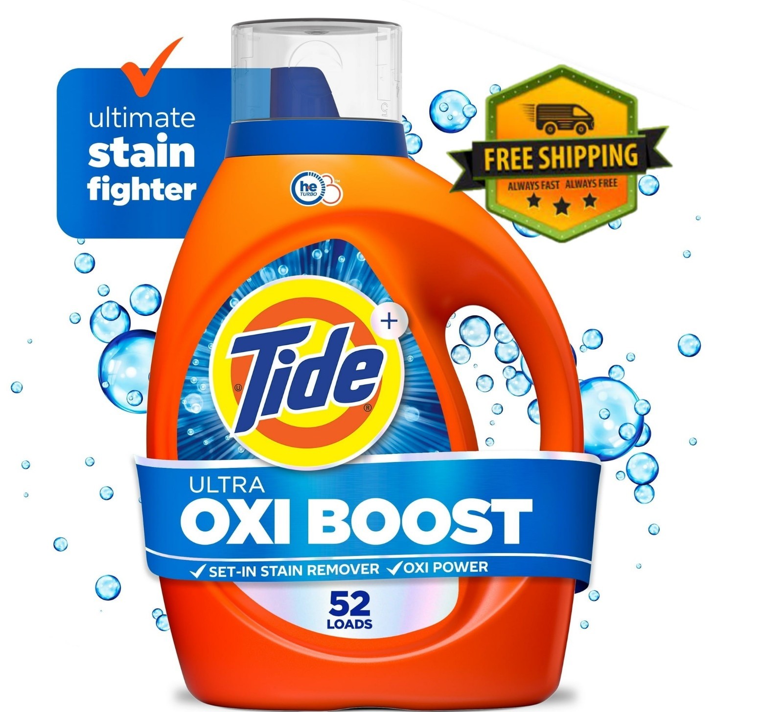 Tide Ultra Oxi Liquid Laundry Detergent 73oz 52 Loads Advanced Stain Removal