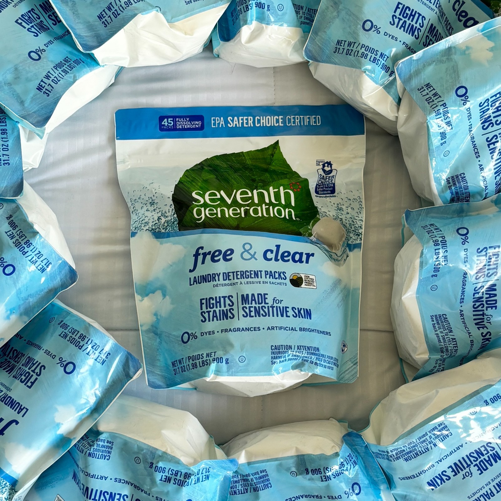 (2pcs) Seventh Generation Sensitive Skin Free & Clear Laundry Detergent Pods 45p